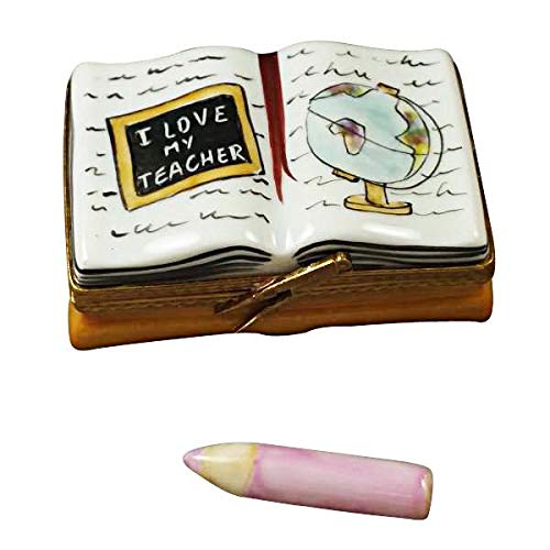I Love My Teacher Limoges Box Figurine - Hand-Painted Collectible Trinket Box for Teacher Appreciation Gifts, Retirement, or End of School Year Present