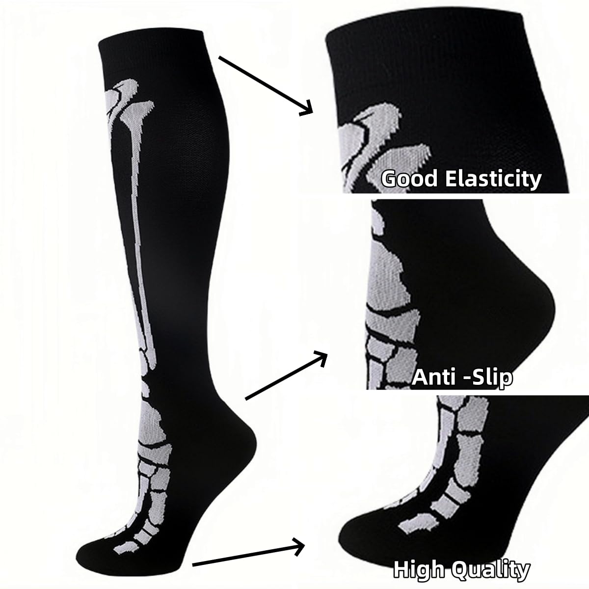 SamHeng Compression Socks for Women & Men - 2 Pairs Knee High Support Socks for Circulation, Running, Cycling, Sports & Travel - Perfect for Halloween, Athletic Activities & Long Flights