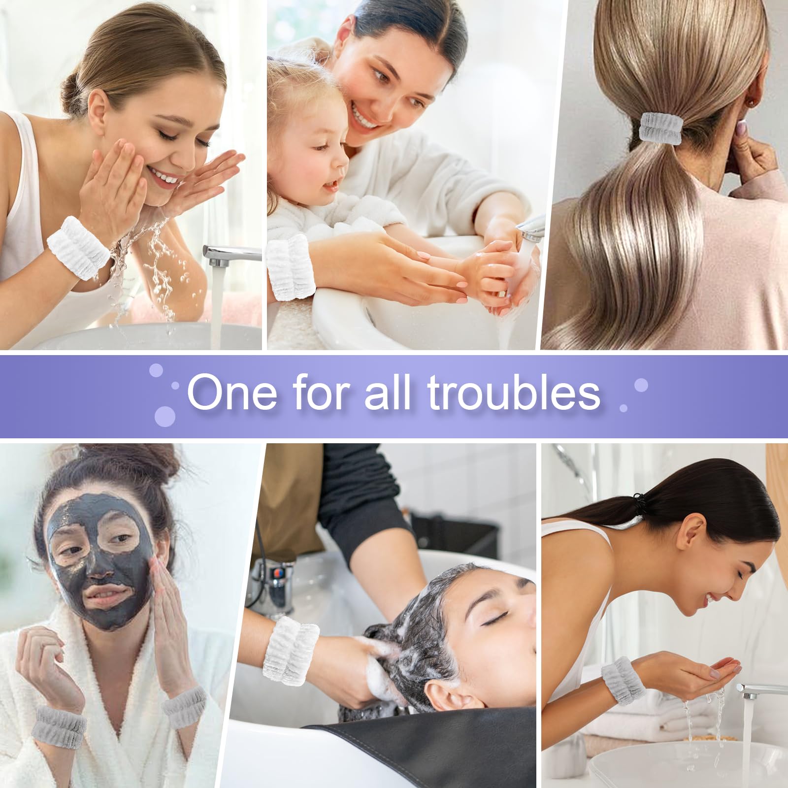 4Pcs Microfiber Wristbands for Face Washing - Super Absorbent Wrist Towels for Women, Prevents Water Dripping Down Arms - Perfect for Skincare Routine, Makeup Removal & Gym Use