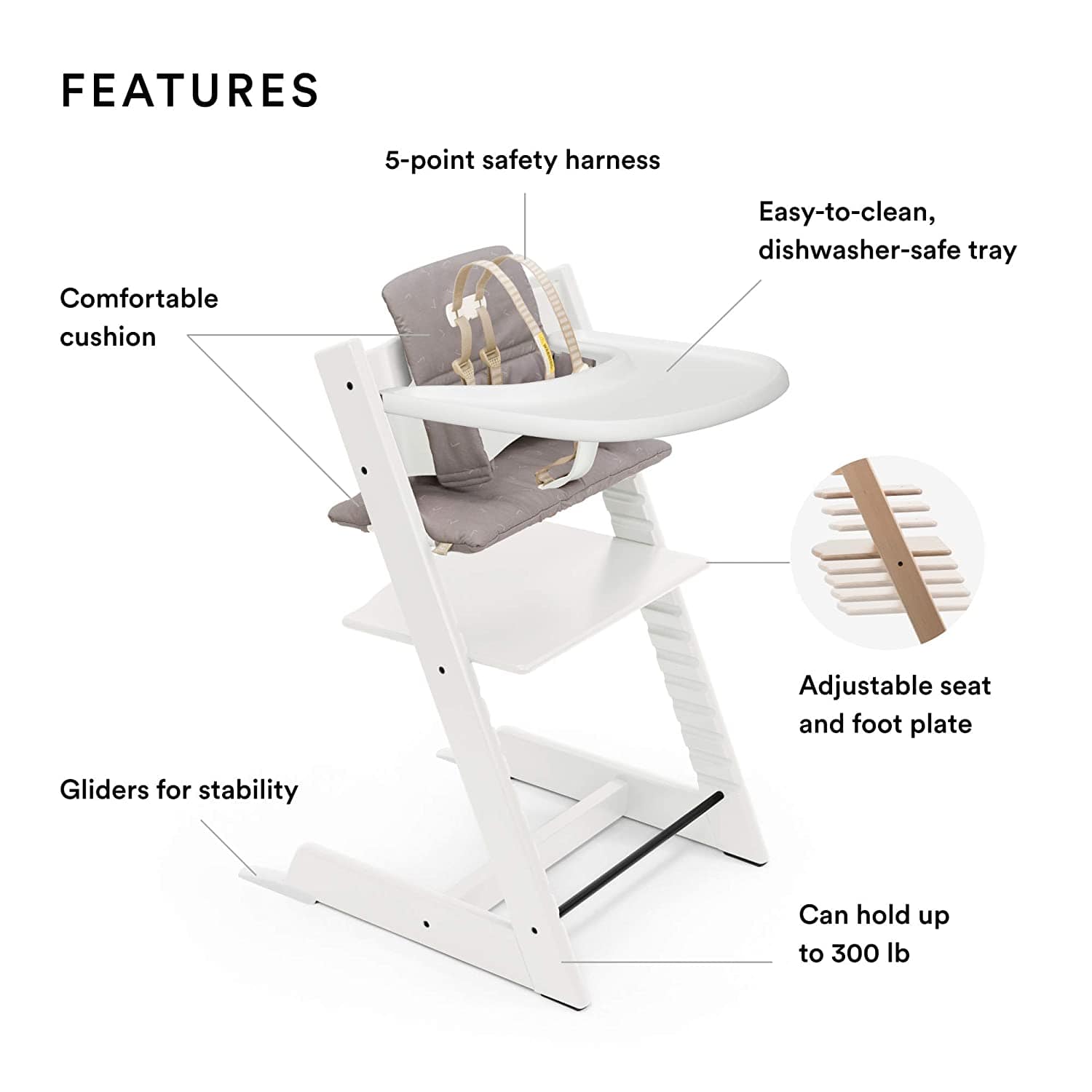 Stokke Tripp Trapp Complete High Chair with Baby Tray - Adjustable Wooden Highchair for Toddlers & Kids - Perfect for Dining, Feeding & Learning at Home