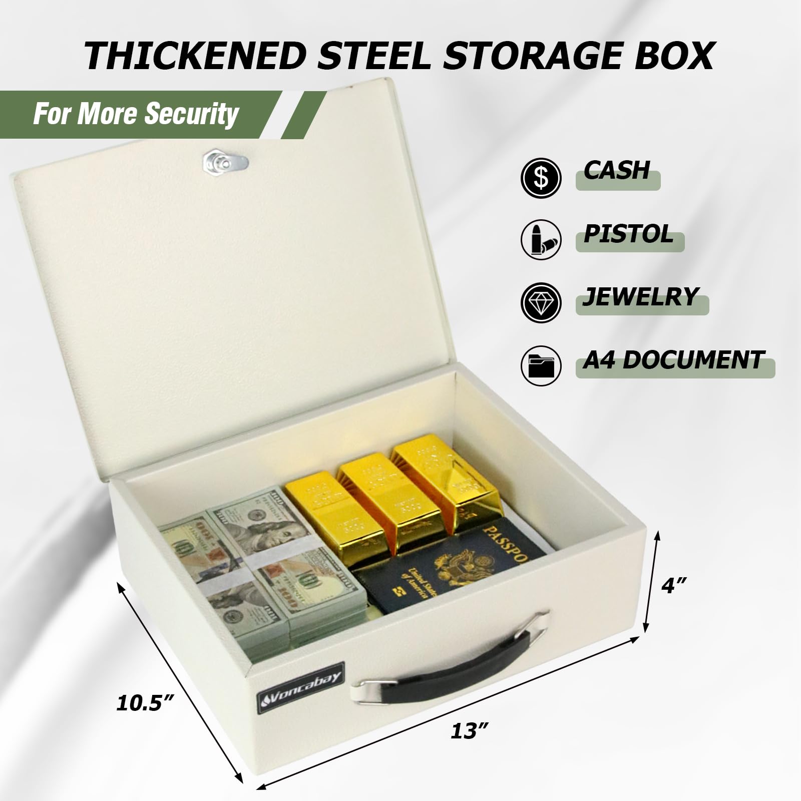 Fireproof Money Safe Box with Keys - Portable 0.33 Cubic Feet Lock Box for Cash, Jewelry & Documents - Home & Office Security Storage Solution - Ideal for Valuables Protection During Travel or Emergencies