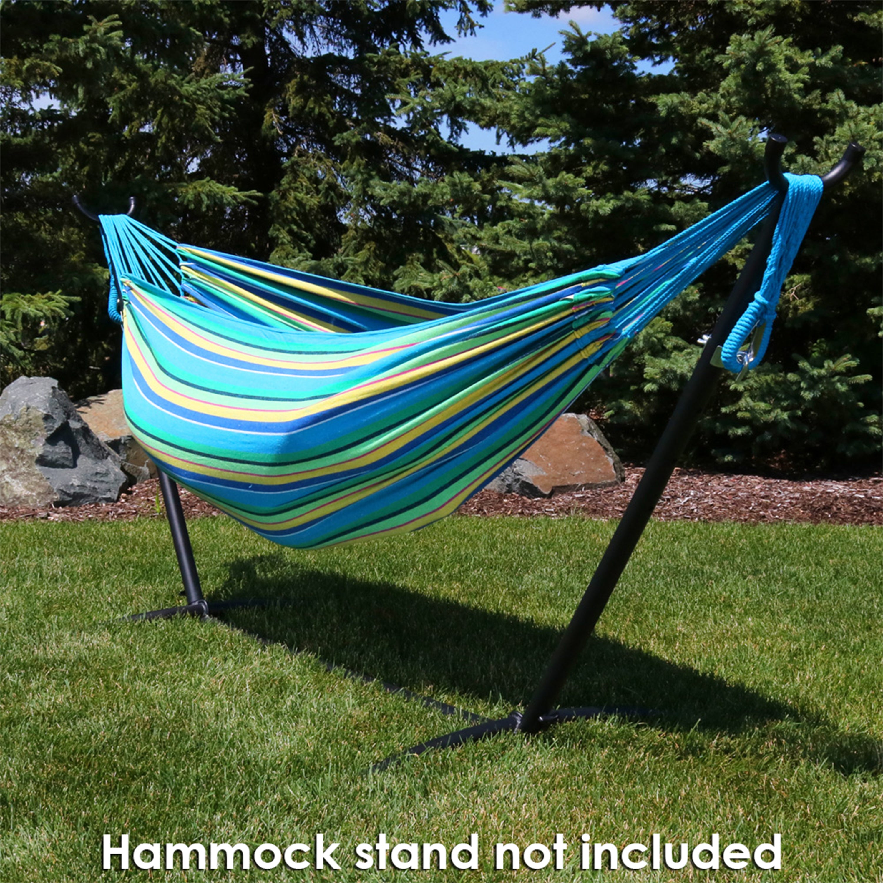 Sunnydaze 2 Person Brazilian Double Hammock - Durable Outdoor Hammock for Backyard, Camping & Beach - Comfortable Cotton Fabric with Spreader Bars