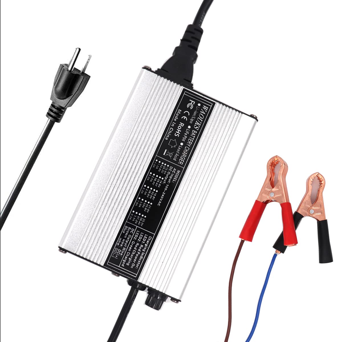 12V 10A Power Supply Adapter with Alligator Clips - Universal Battery Charger for 12V Lead Acid AGM Gel VRLA OPZV Batteries - Built-in Cooling Fan - Perfect for Car, Boat, RV, Solar & Emergency Power Backup