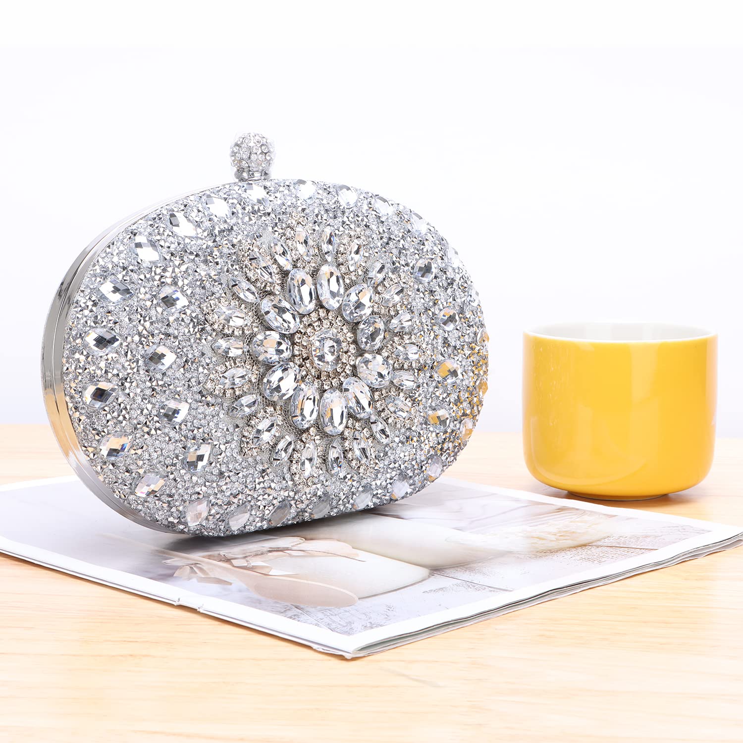 Sparkly Rhinestone Evening Clutch Purse for Women - Glitter Crystal Wedding Party Tote Bag - Perfect for Prom, Gala & Special Occasions
