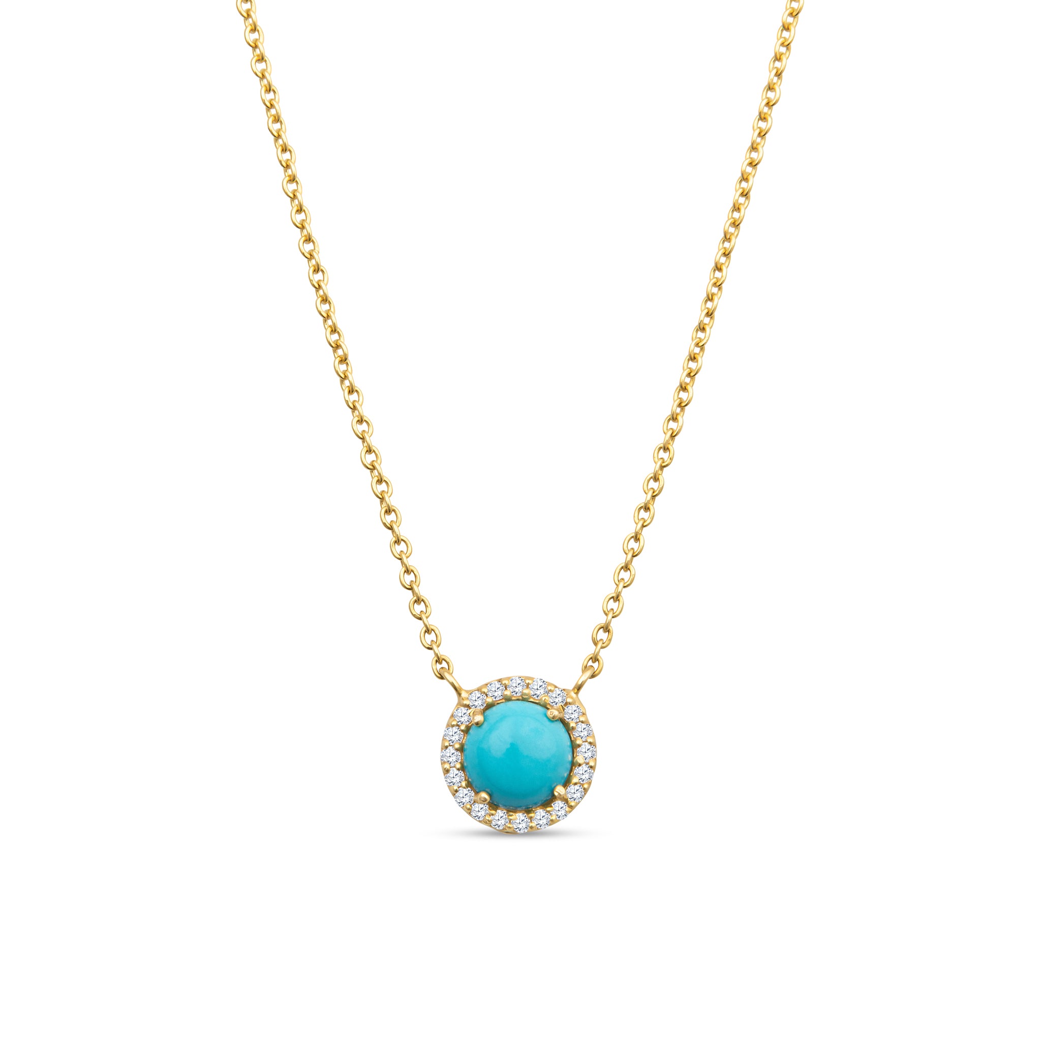 14K Gold Turquoise Pendant Necklace with Diamonds - Elegant Dainty Jewelry for Women, Perfect for Weddings, Parties & Everyday Wear