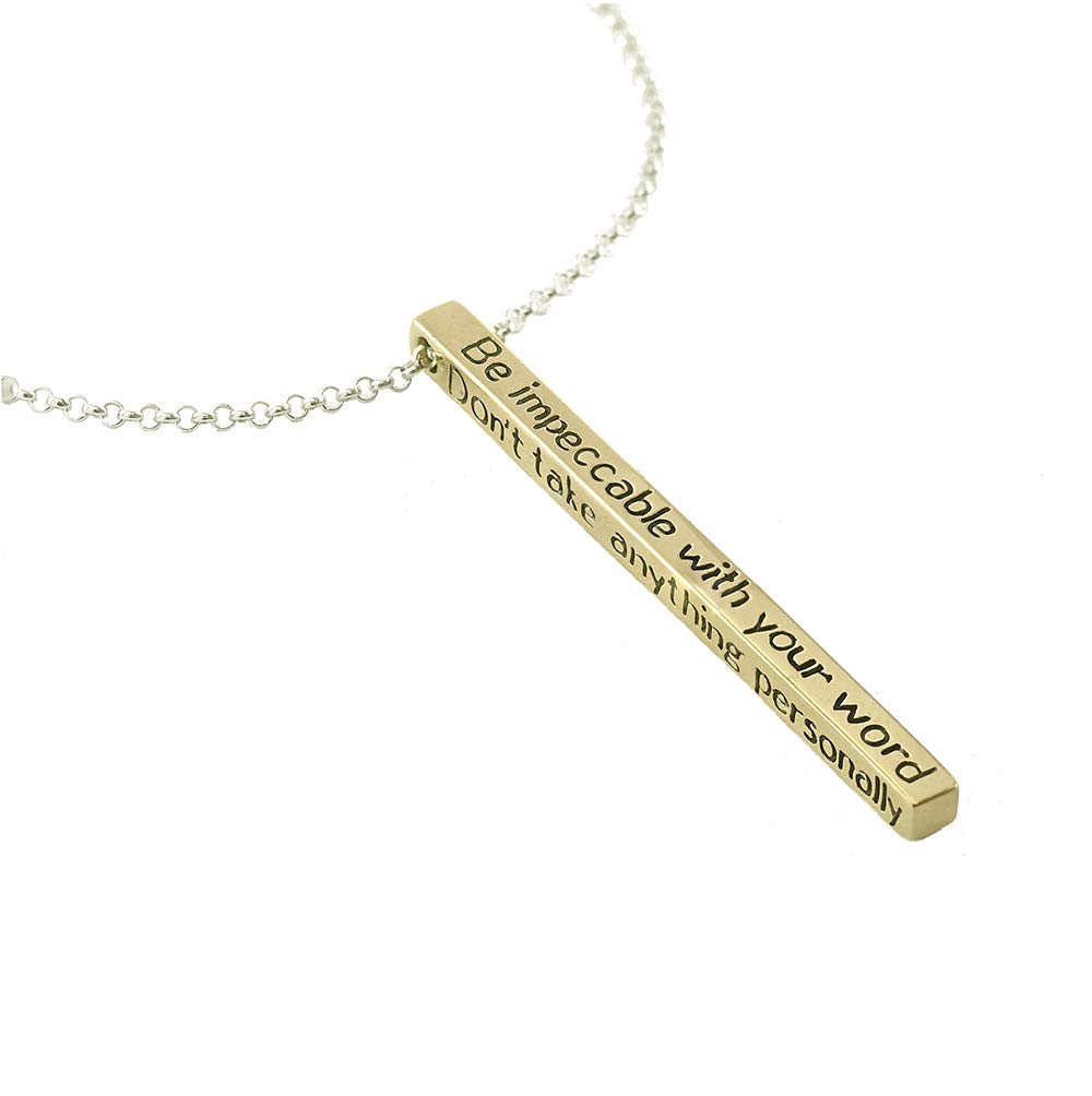 The Four Agreements Bar Necklace - Inspirational Jewelry for Women, Sterling Silver Motivational Pendant, Spiritual Gift for Meditation & Daily Affirmations - Perfect for Yoga, Mindfulness & Self-Care Moments