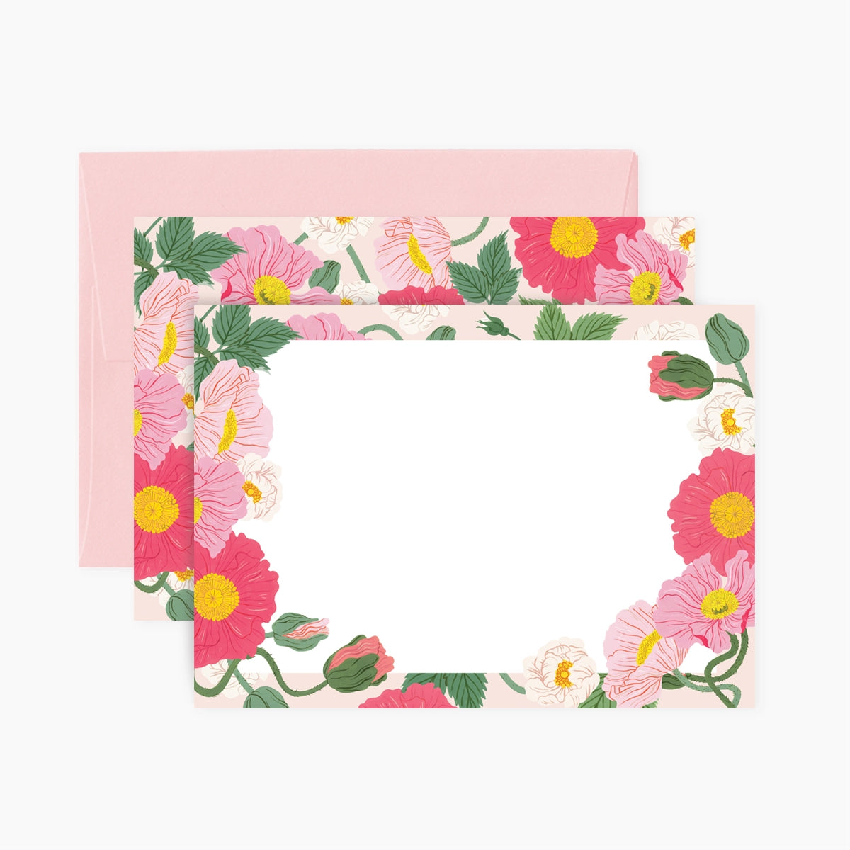 Botanica Paper Co. Poppy Flower Notecards Set - Handmade Greeting Cards for Thank You Notes, Birthday Wishes & Special Occasions - Perfect for Gifts, Stationery & Home Decor