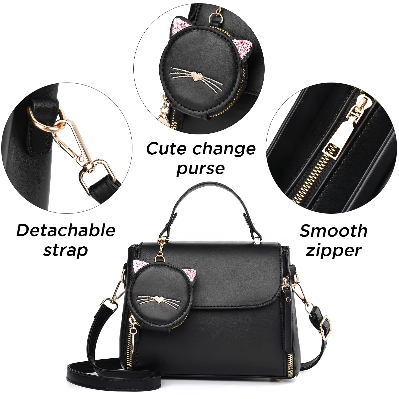 IHAYNER Women's Fashion Top Handle Shoulder Bag - Small Crossbody Purse with Kitty Design for Girls & Ladies | Perfect for Work, Travel, and Daily Use