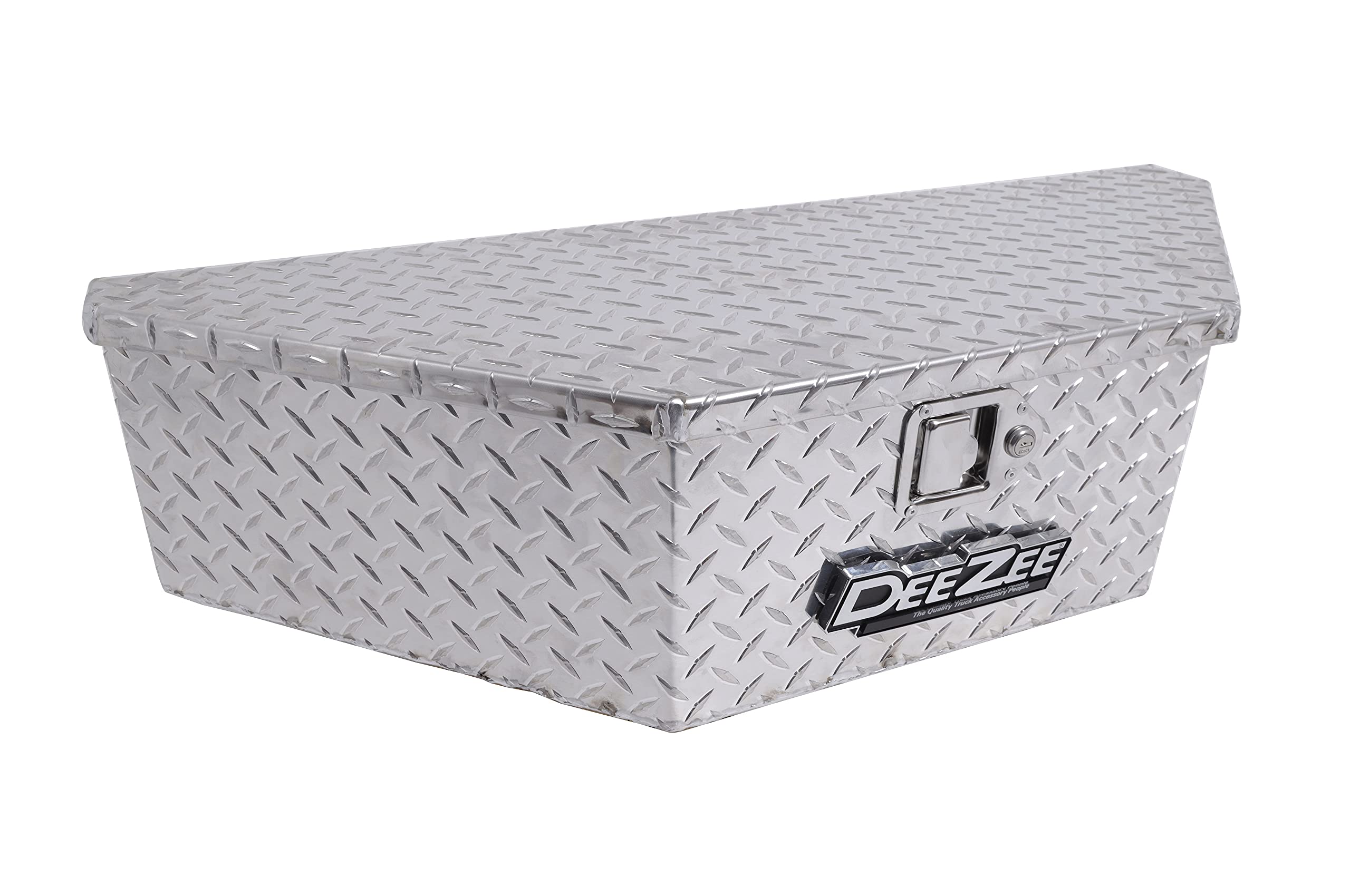 Dee Zee DZ92716 Brite-Tread 45 Degree Triangle Trailer Tool Box - Heavy Duty Aluminum Storage for Trucks & Trailers - Perfect for Roadside Repairs & Equipment Organization