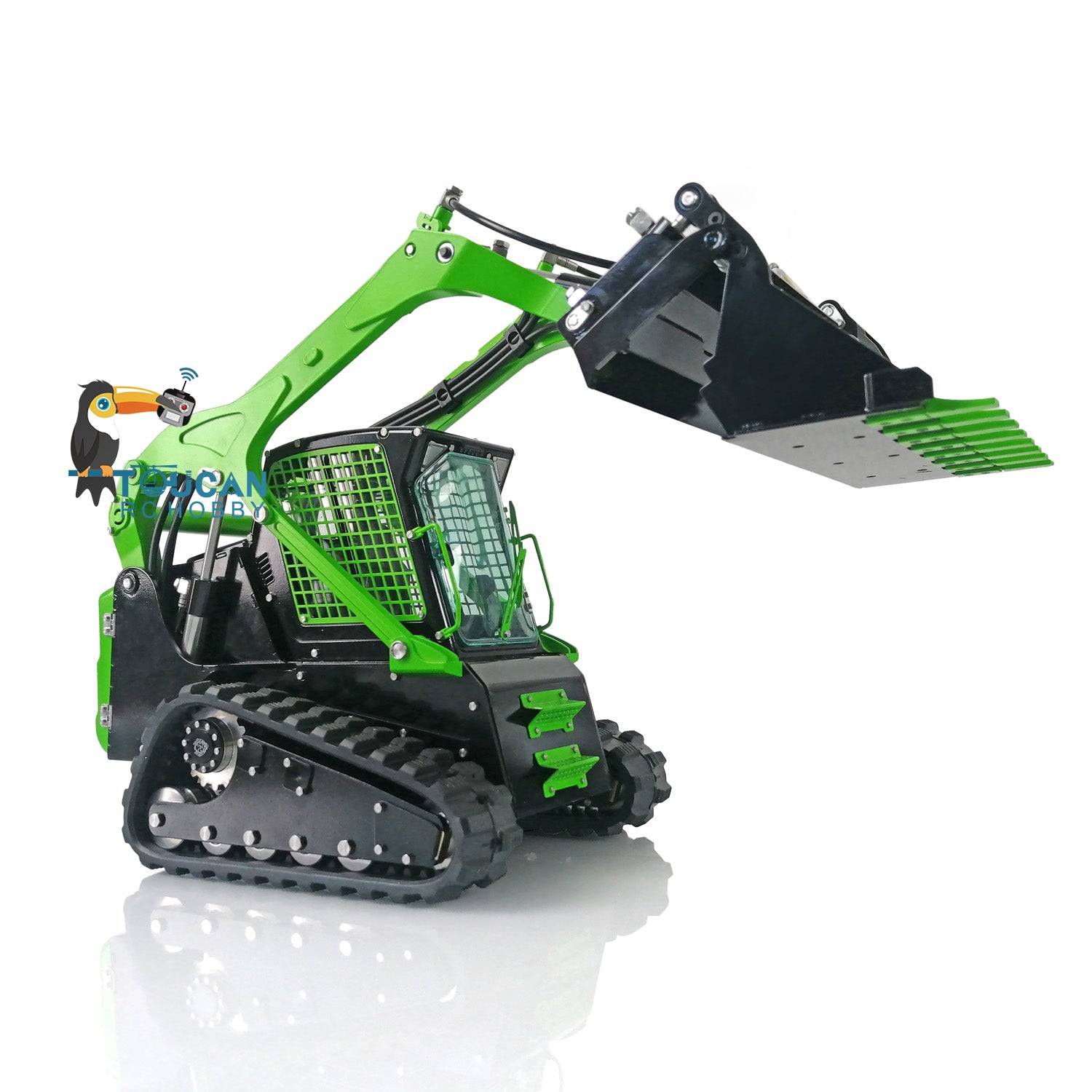 Customized LESU 1:14 Scale RC Hydraulic Aoue LT5 Tracked Skid Steer Loader - Metal RTR Model with Fork, Bucket, Sieve Bucket, Gripper Clamp & Trailer Upgrade Parts - Perfect for Construction Simulation, RC Hobbyists & Collectors