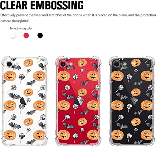 Halloween Clear Phone Case for iPhone SE 2022/2020, iPhone 7/8 - Soft TPU Protective Slim Shockproof Cover with Cute Pumpkin Pattern - Perfect for Halloween Parties, Trick or Treating & Fall Decorations