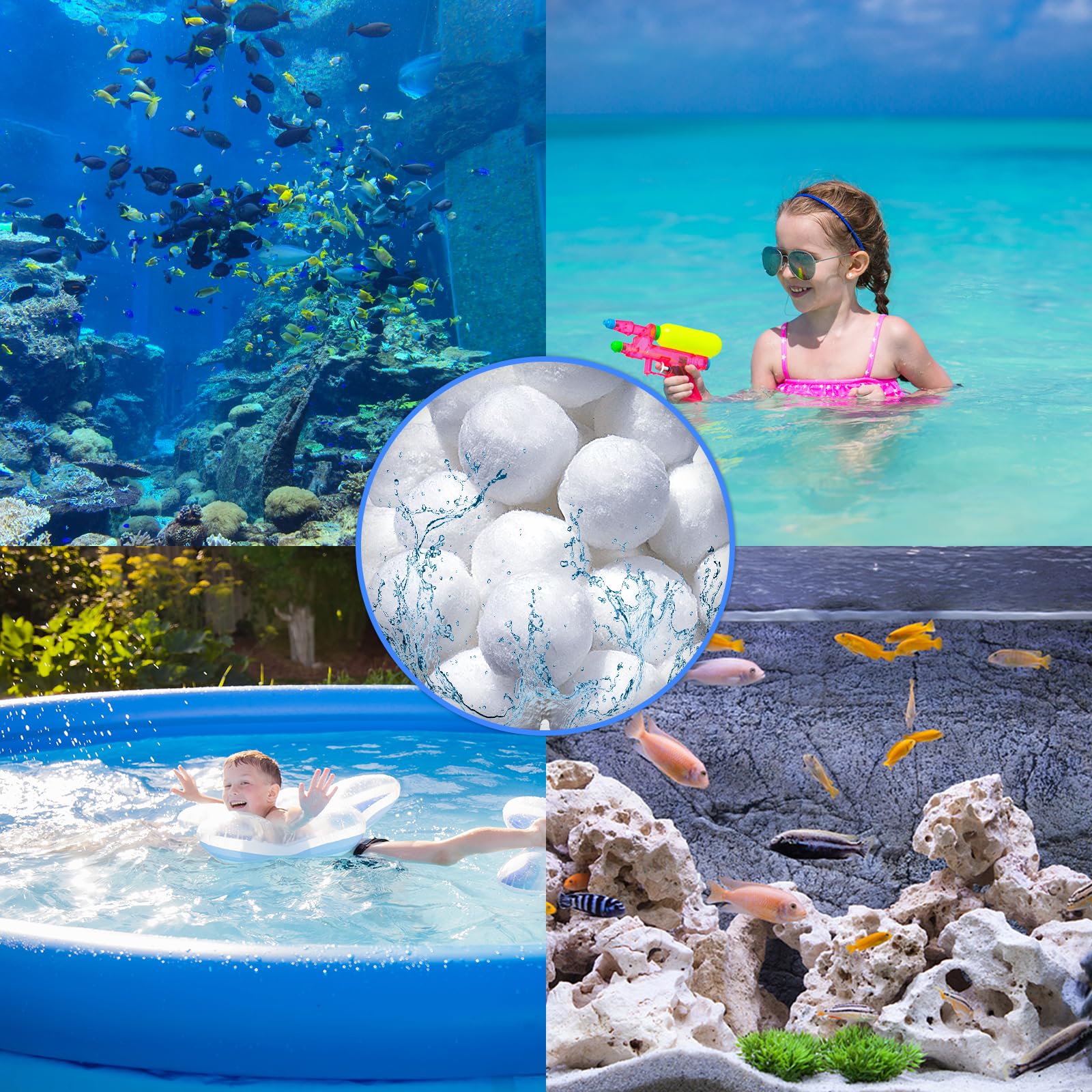 Pool Filter Balls 3.08lbs - Reusable Eco-Friendly Fiber Filter Media for Swimming Pools, Hot Tubs, Aquariums & Fish Tank Sand Filters - Includes Wash Bag (3.08 Pounds) - Perfect for Above Ground & Inground Pools