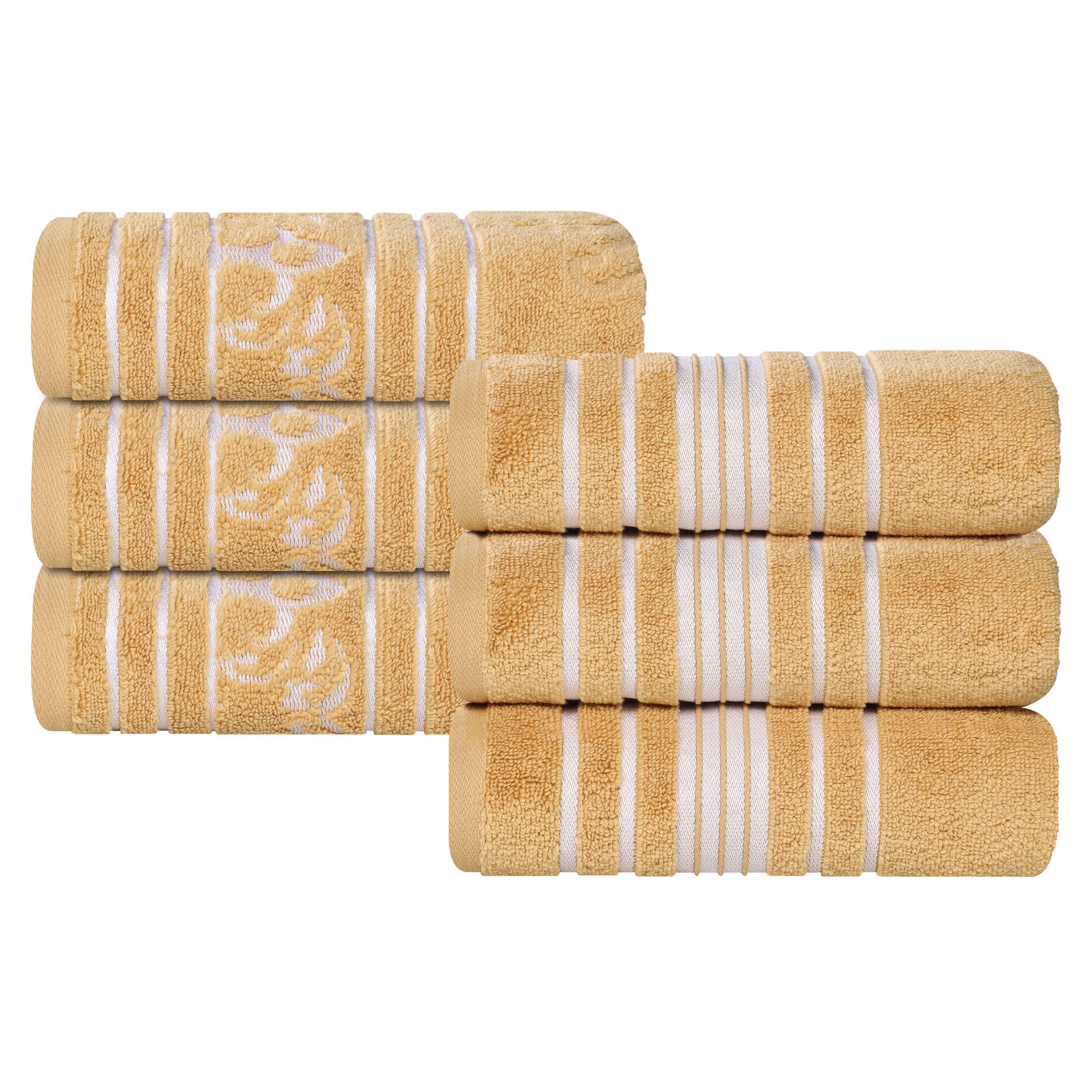 Premium 6-Pack Sadie Zero Twist Cotton Hand Towels - Solid & Jacquard Floral Design | Soft, Absorbent Bath & Kitchen Towels for Home, Spa, and Guest Use