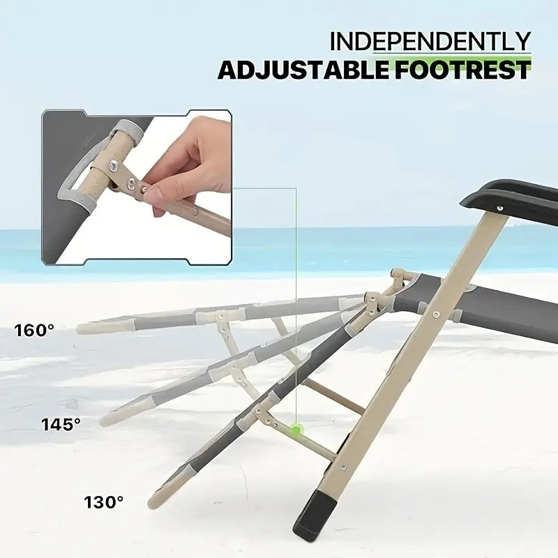 Premium Grey Deck Chair - Heavy Duty Folding Outdoor Lounge Chair for Patio, Poolside, Beach & Garden Relaxation