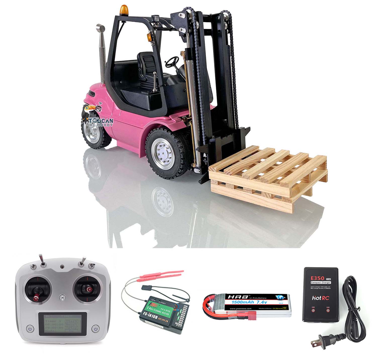 1/14 Scale RC Hydraulic Forklift Truck - Pre-Assembled RTR with Light & Sound System, Pump, Valve & Motor by LESU | Realistic Construction & Industrial Play for Adults & Kids