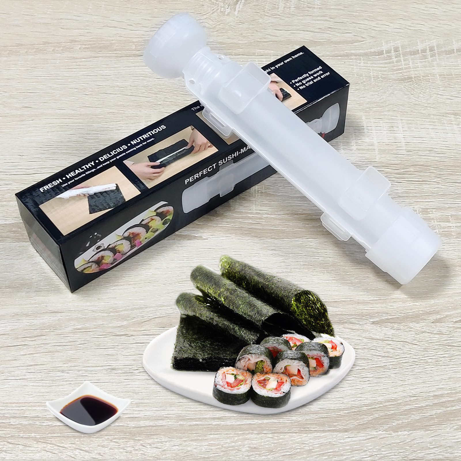 11.8 Inch Sushi Roller - Professional Sushi Bazooka Maker Tool for Perfect Rice Rolls | Durable Translucent White Sushi Mold for Home & Restaurant Use | Ideal for Sushi Parties, Meal Prep & Japanese Cooking
