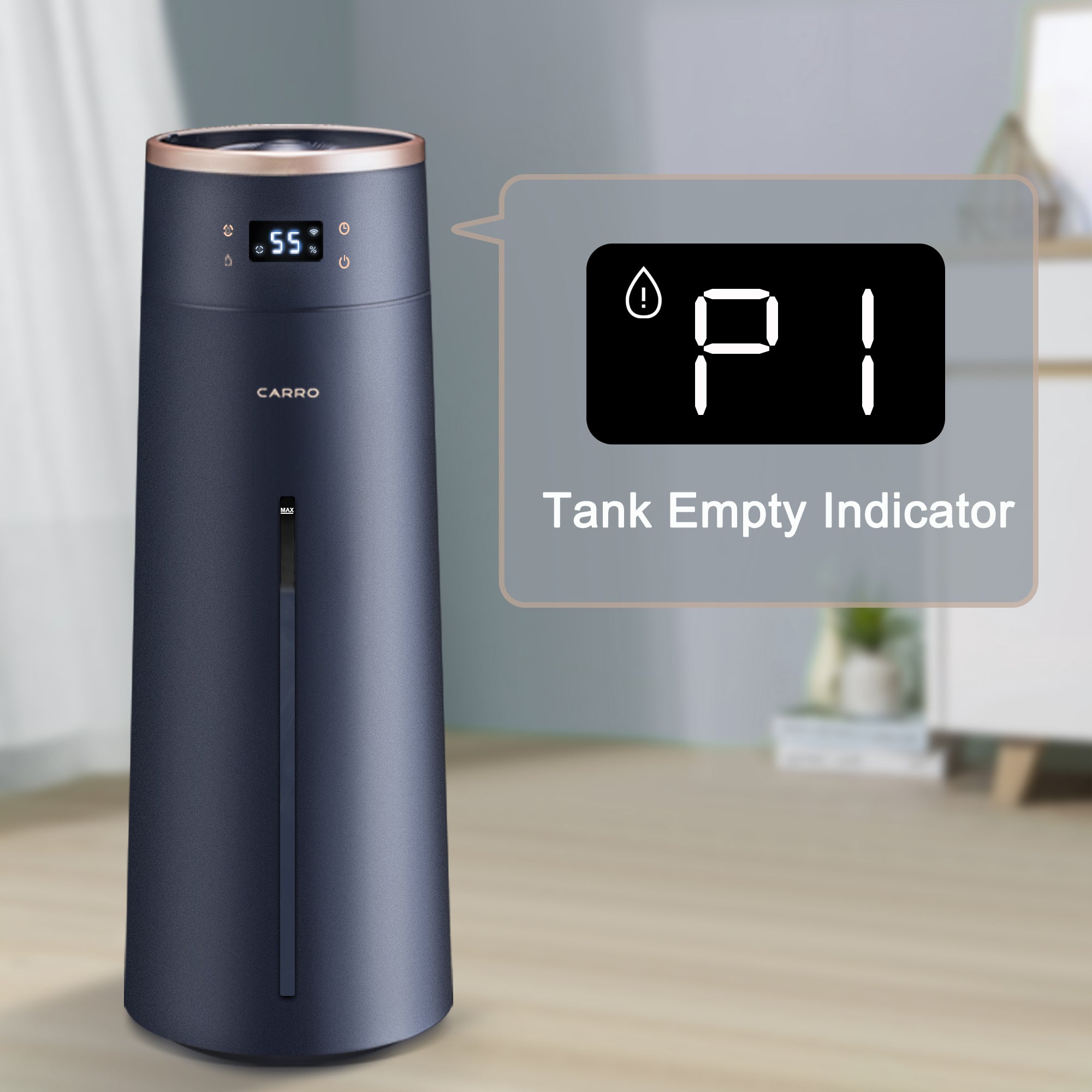 Smart Humidifier 2.1 Gal Top Fill Cool Mist - Large Room Ultrasonic Humidifier for Bedroom, Nursery & Office - Quiet Air Moisturizer for Baby, Plants & Dry Skin Relief