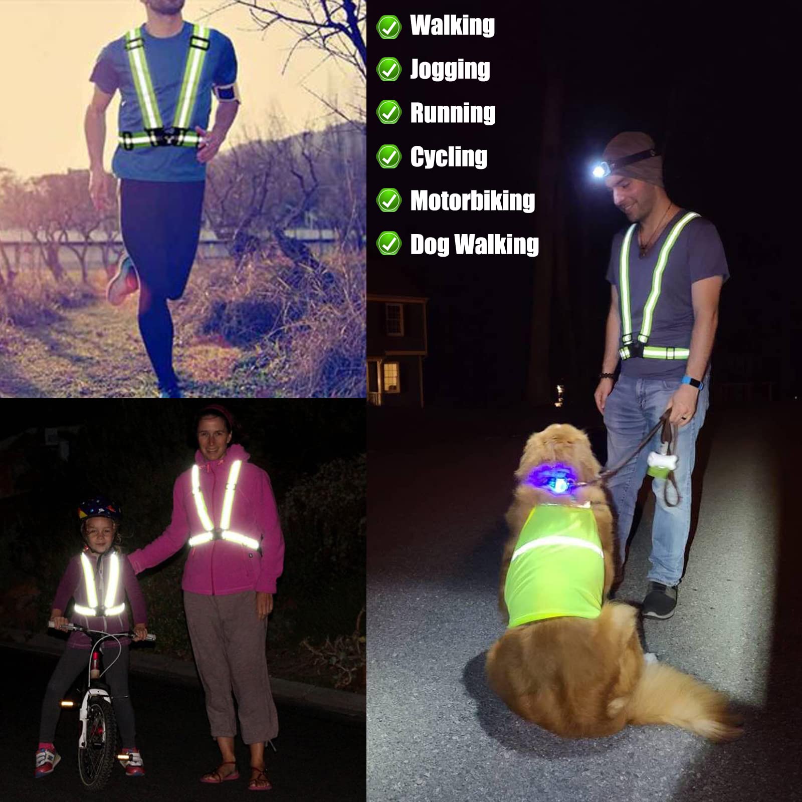 3 Pack High Visibility Safety Reflective Vest - Adjustable Lightweight Running Gear for Outdoor Walking, Jogging, Cycling & Night Activities - 360° Reflective Protection for Runners, Construction Workers & Road Safety