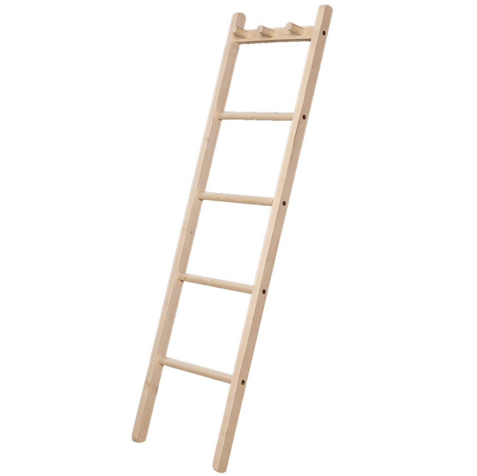 GAOYH 4-Tier Vertical Pine Wooden Towel Ladder with 3 Hooks - Bathroom Towel Rack & Decorative Drying Rack for Spa, Laundry Room, and Farmhouse Decor