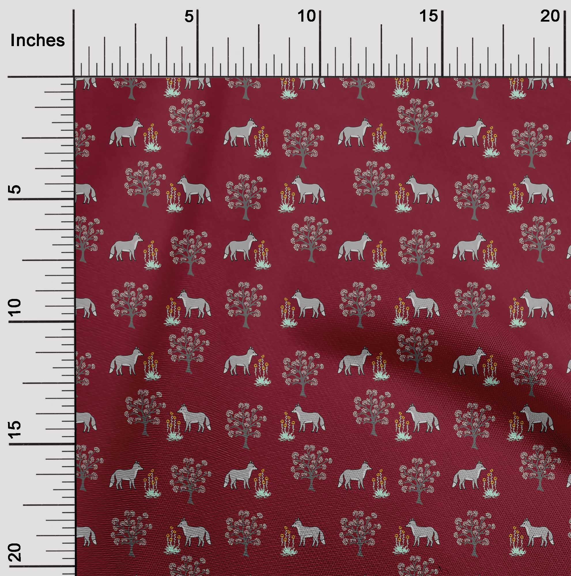Premium Rayon Maroon Animal Print Fabric by The Yard - 56 Inch Wide for DIY Clothing, Dresses, Skirts & Home Decor Sewing Projects