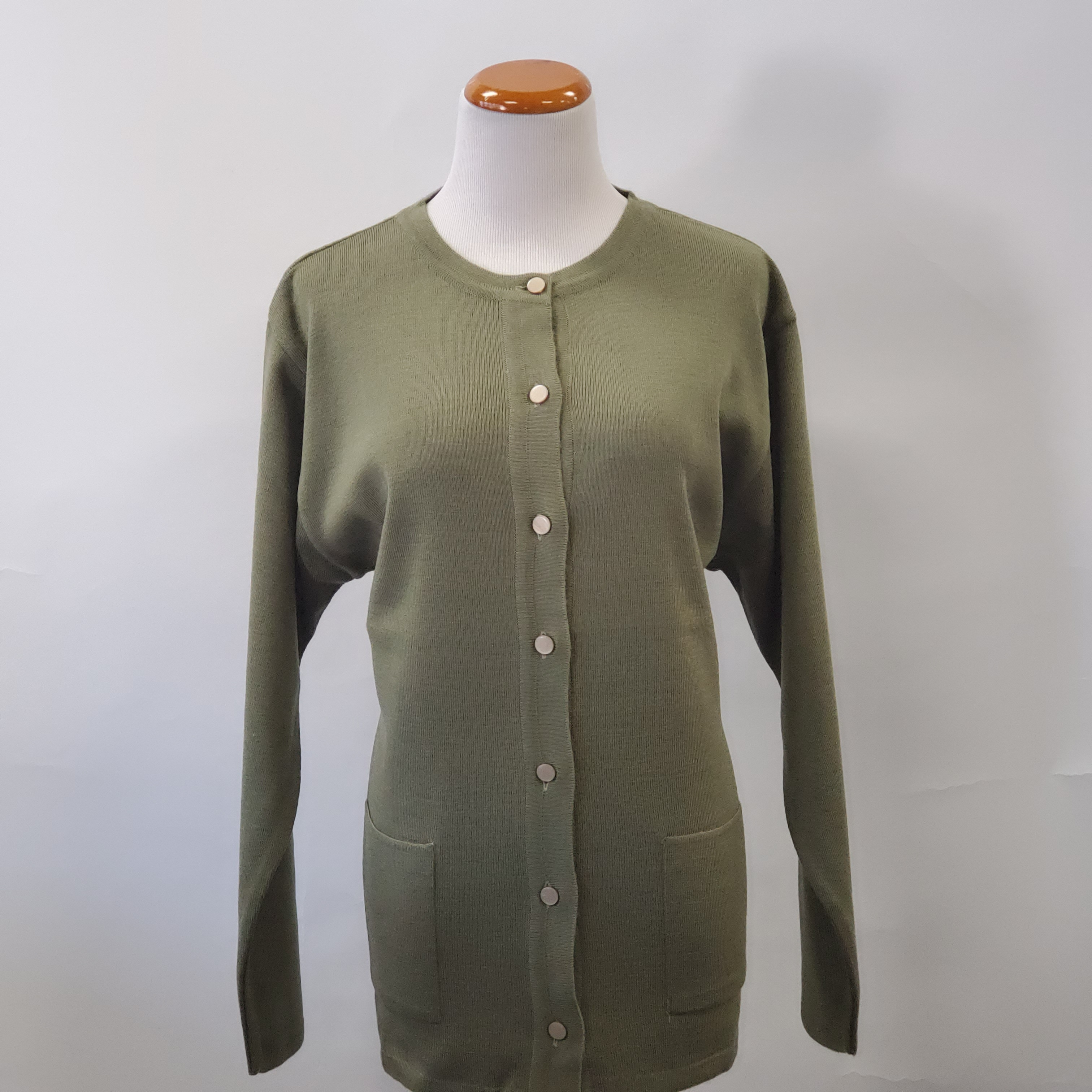 Women's Plain Round Neck Button Cardigan Sweater - Soft & Comfortable Knit Pullover for Casual Wear, Office, and Layering