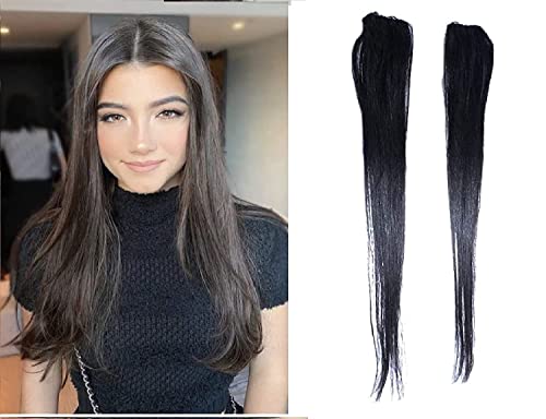 2 Pcs Seamless Human Hair Extensions for Women - 16 Inch Dark Brown Clip-in Side Cover Up Hair - Perfect for Daily Styling, Parties & Special Occasions