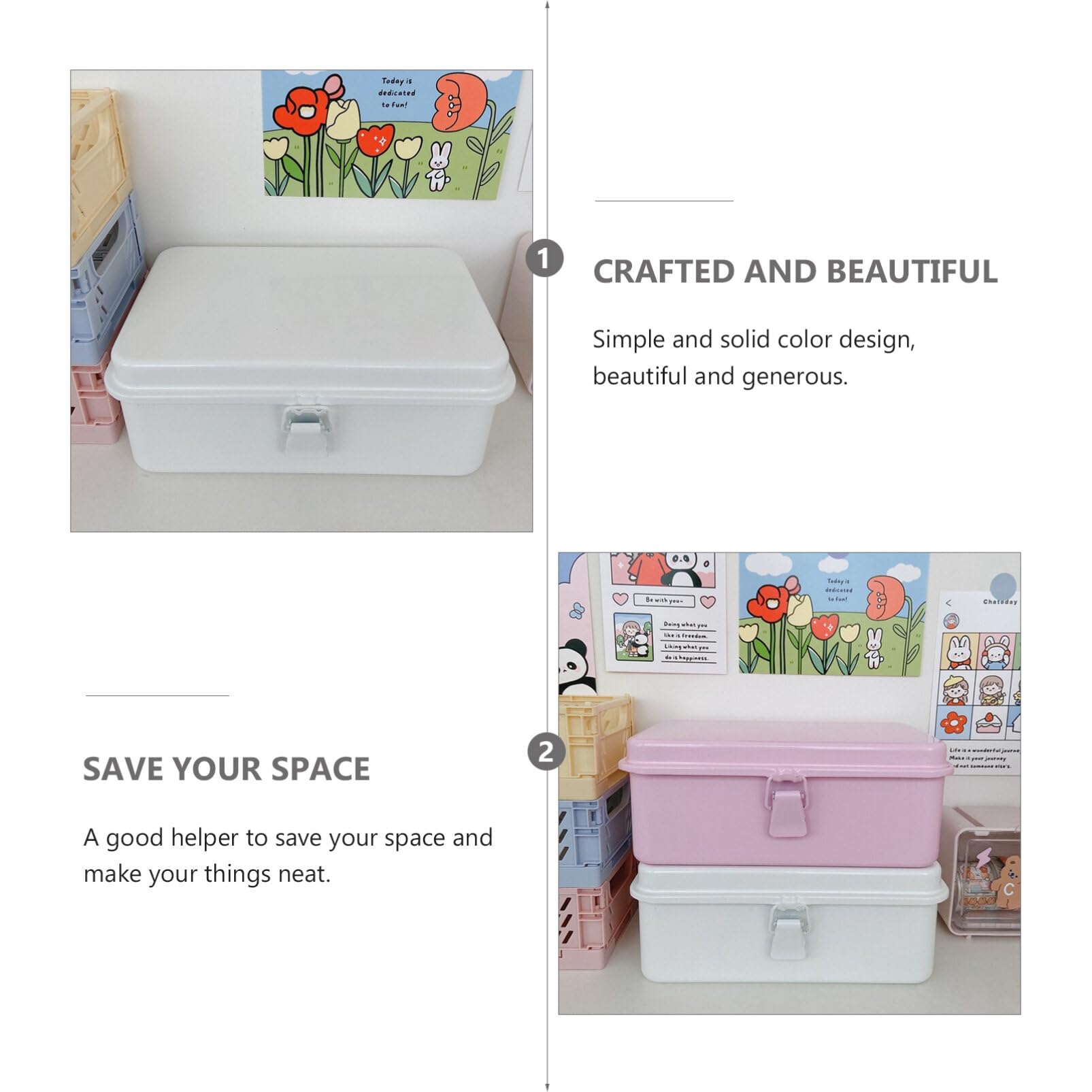 Cabilock Metal Hinged Locking Tin Box - Secure Storage Container for Chocolate, Candy, Tea, Coffee, Jewelry & Photos | White Tinplate Desktop Organizer for Home & Office Use