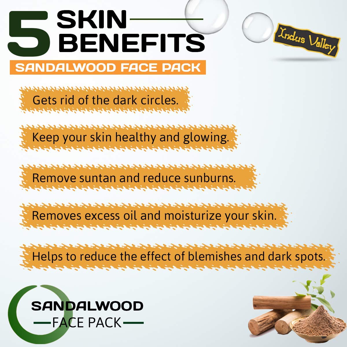 Amina Natural Sandalwood Face Pack Powder 100g - Organic Ayurvedic Skincare for Glowing Skin, Acne Treatment & Skin Brightening | Perfect for Daily Facial Care & Spa Treatments