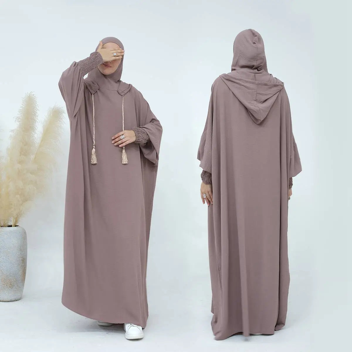 Premium Cotton Blend Hooded Abaya Prayer Dress - Modest Jilbab for Women - Perfect for Prayer, Mosque, and Everyday Wear