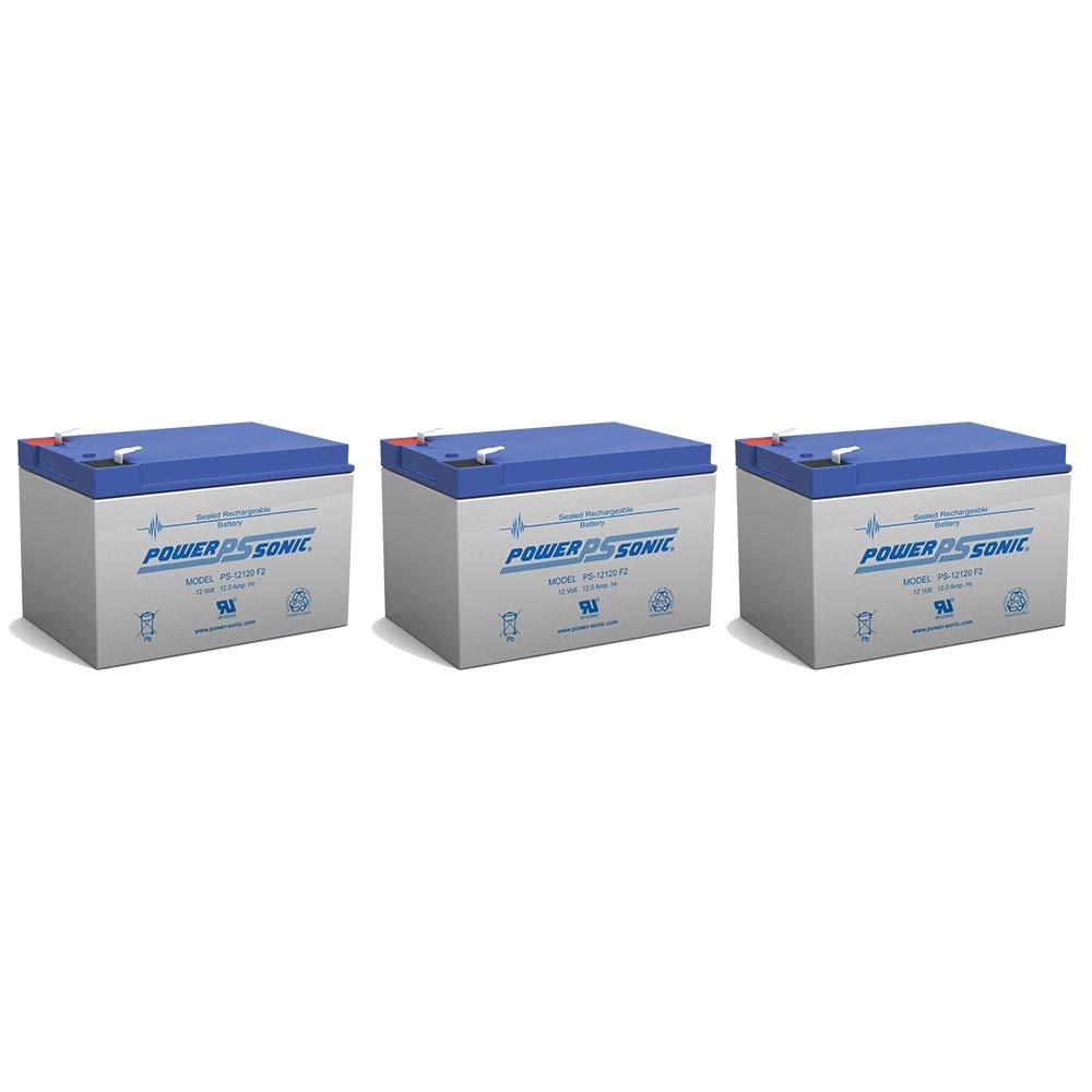 Power Sonic 12V 12Ah F2 Sealed Lead Acid Battery - 3 Pack for Electric Scooters, Solar Systems, and 350 Cruiser Applications - Perfect for Backup Power, Mobility Devices & Off-Grid Energy Storage