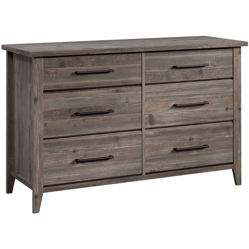 Sauder Summit Station 6-Drawer Bedroom Dresser in Pebble Pine Finish - Solid Wood Storage Chest for Clothes & Accessories - Perfect for Master Bedroom, Guest Room & Dorm Organization