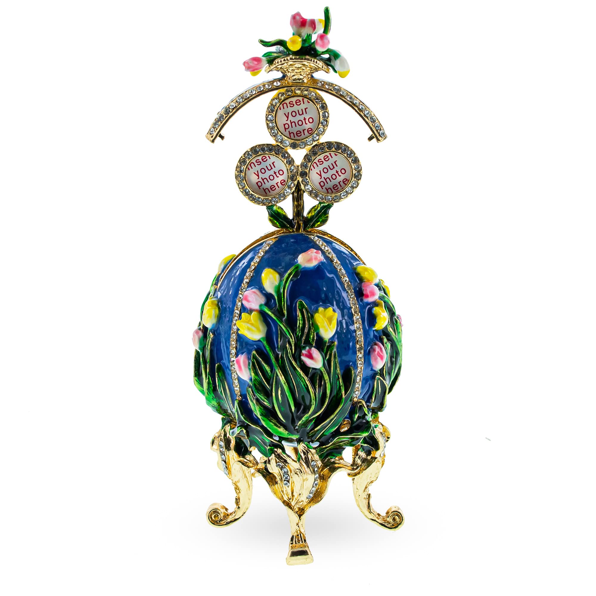 BestPysanky 1898 Lilies of The Valley Royal Imperial Easter Egg - 4.75 Inch Hand-Painted Ukrainian Collectible - Perfect for Easter Decor, Gift Giving & Home Display