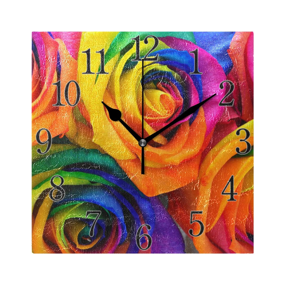Senya Stylish Modern Wall Clock - Rainbow Roses Design, Silent Non-Ticking Decorative Clock for Living Room, Bedroom, Office | Perfect Home Decor & Unique Gift Idea