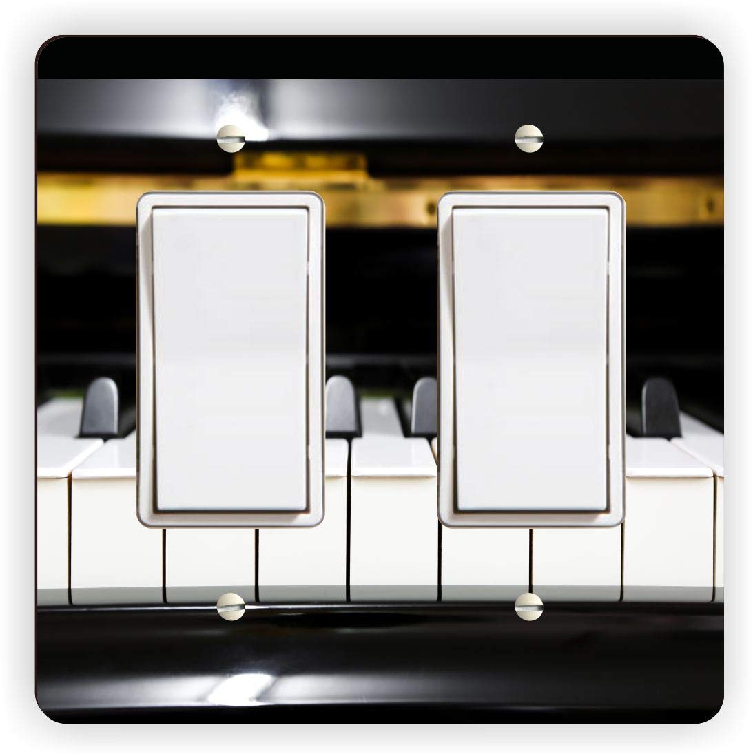 Piano Keys Double Rocker Light Switch Cover Plate - Decorative Wall Plate for Living Room, Bedroom, Office - Easy Installation & Stylish Home Decor
