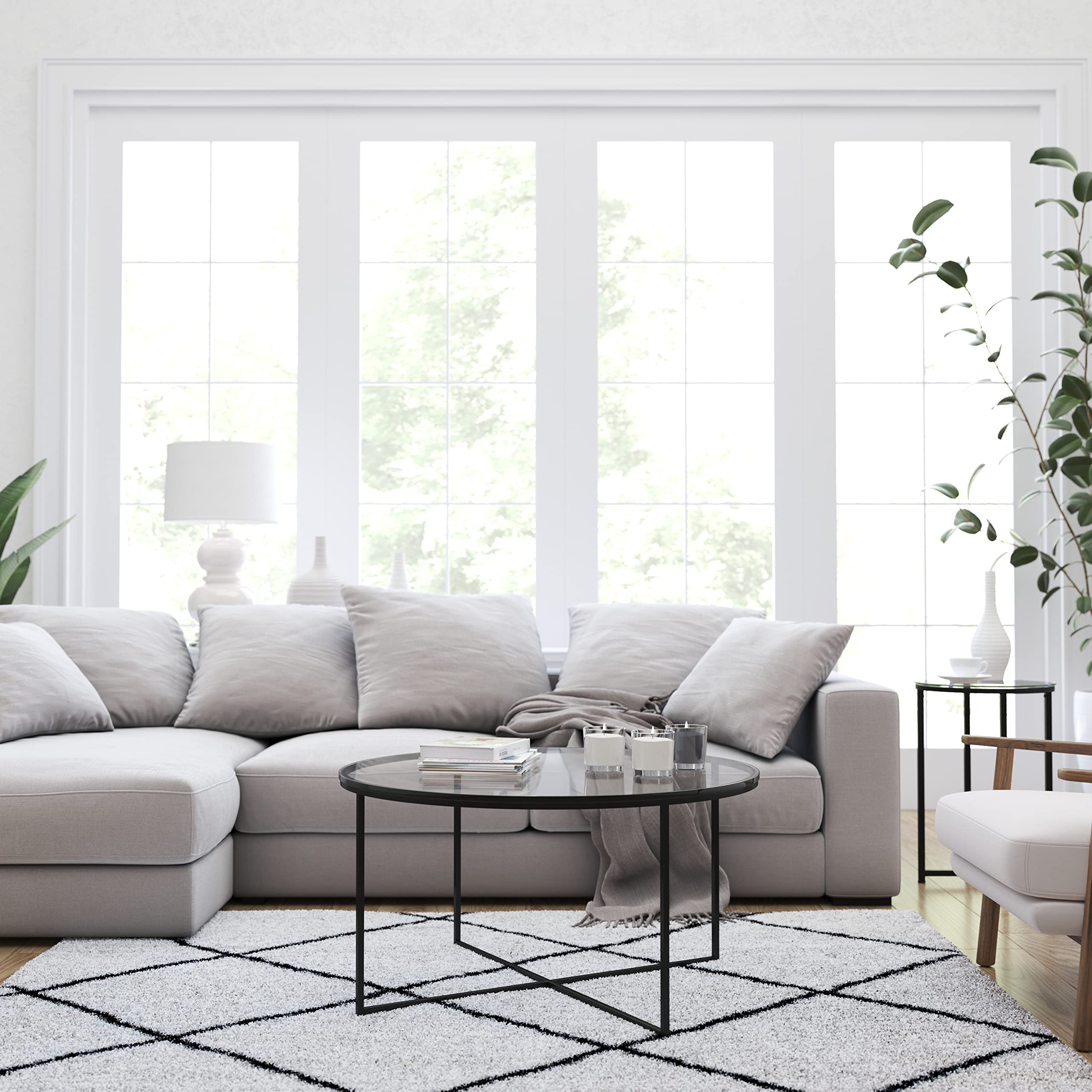 Merrick Lane Fairdale Glass Coffee Table - 36