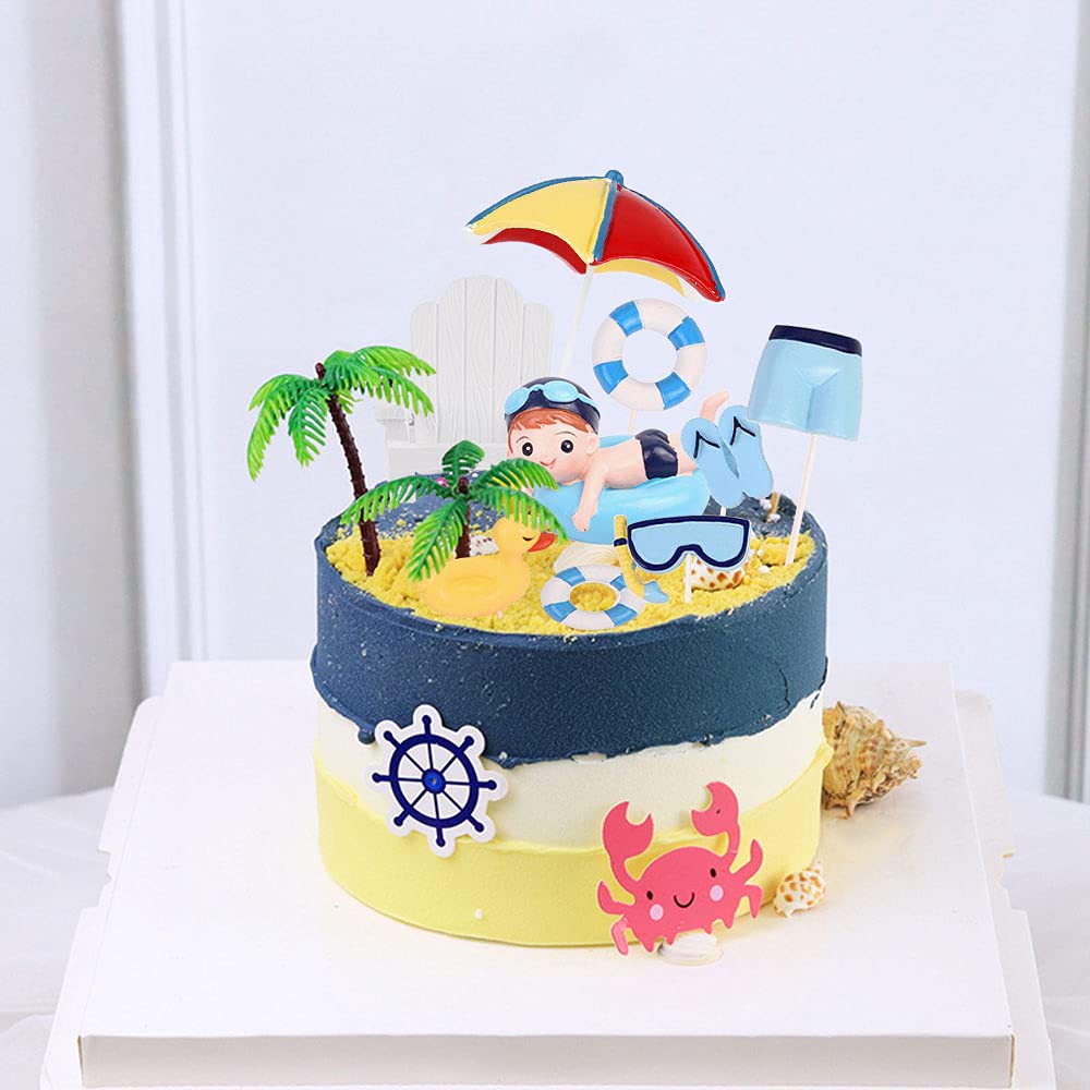 Swimming Pool Cake Topper & Beach Cake Decoration - Summer Birthday Party Supplies for Pool Parties, Beach Themed Cakes, and Summer Celebrations