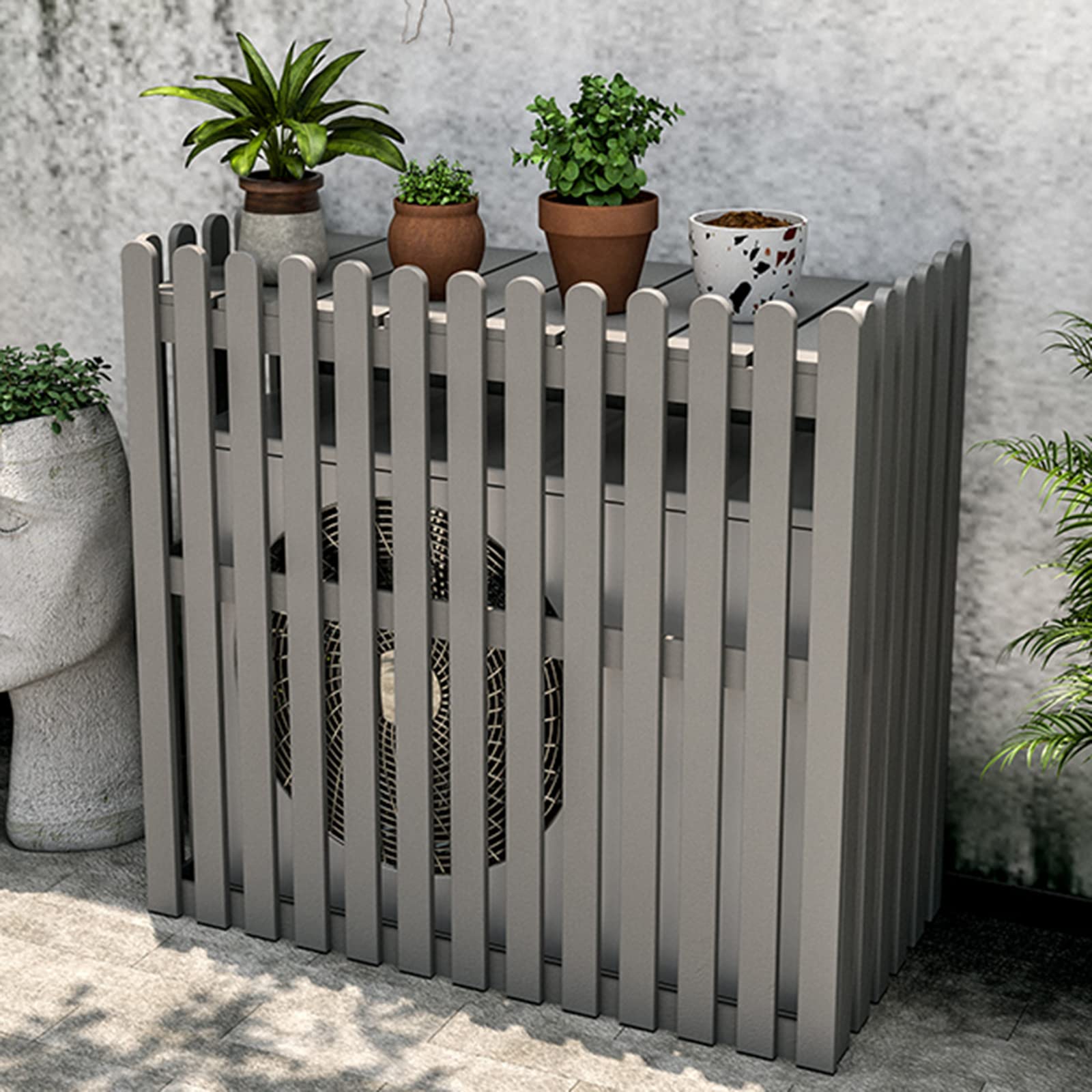 **Outdoor Air Conditioner Cover - Durable Protective Fence for AC Units & Heat Pumps - Weatherproof Garden & Courtyard Enclosure with Decorative Flower Stand (Perfect for Backyard, Patio & Home Exterior Protection)**