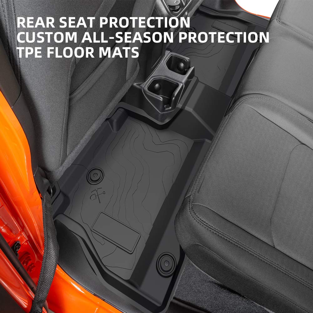 JOYTUTUS All-Weather Floor Mats for 2020-2024 Jeep Gladiator JT | OEM 82215626AB Compatible TPE Floor Liners | Front & Rear Complete Set | Custom Fit Protection | Perfect for Off-Roading & Daily Driving