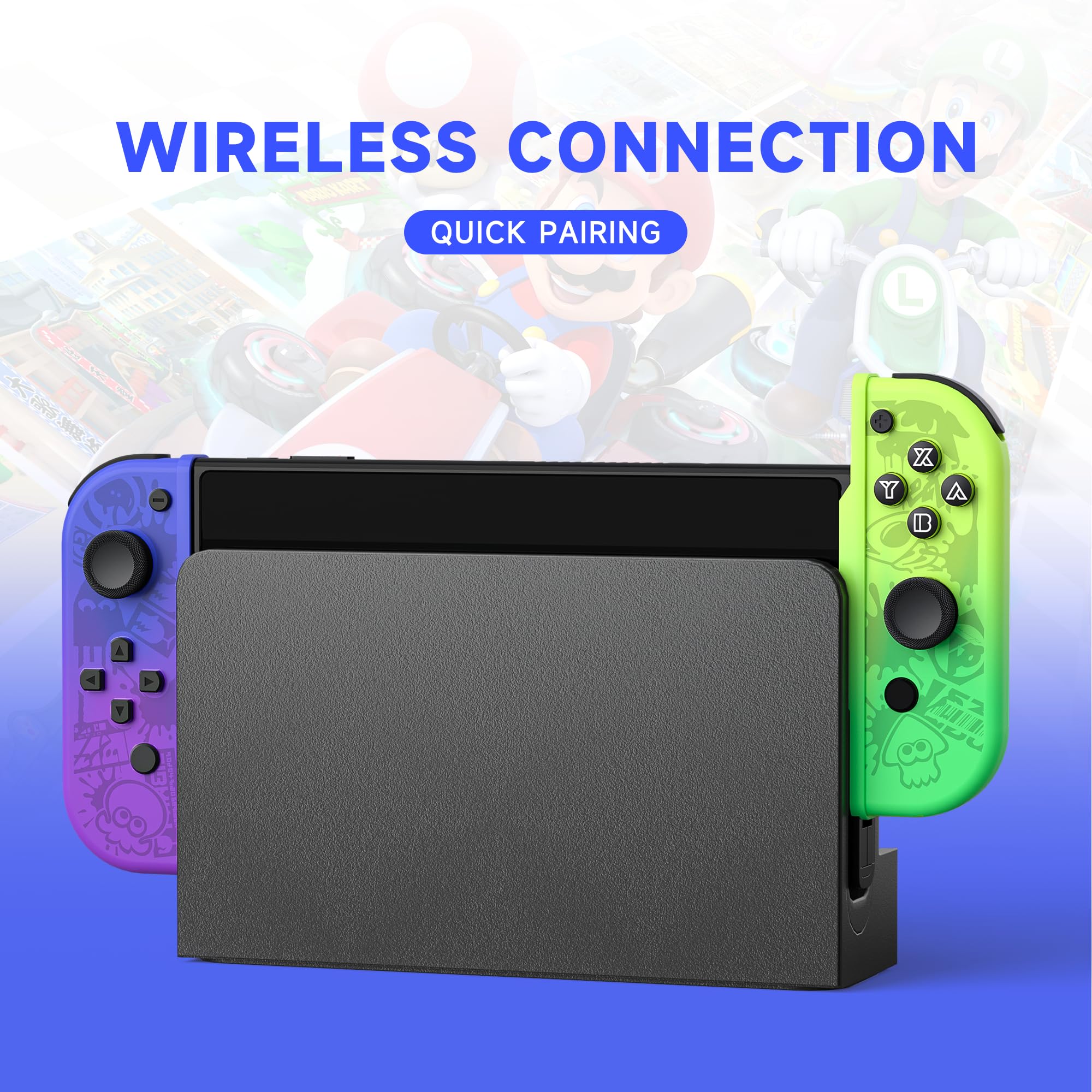 Wireless Joypad Controller for Nintendo Switch - Compatible Left & Right Remote with Dual Vibration, Wake-up & Screenshot Function | Perfect for Gaming, Multiplayer Sessions & Family Entertainment