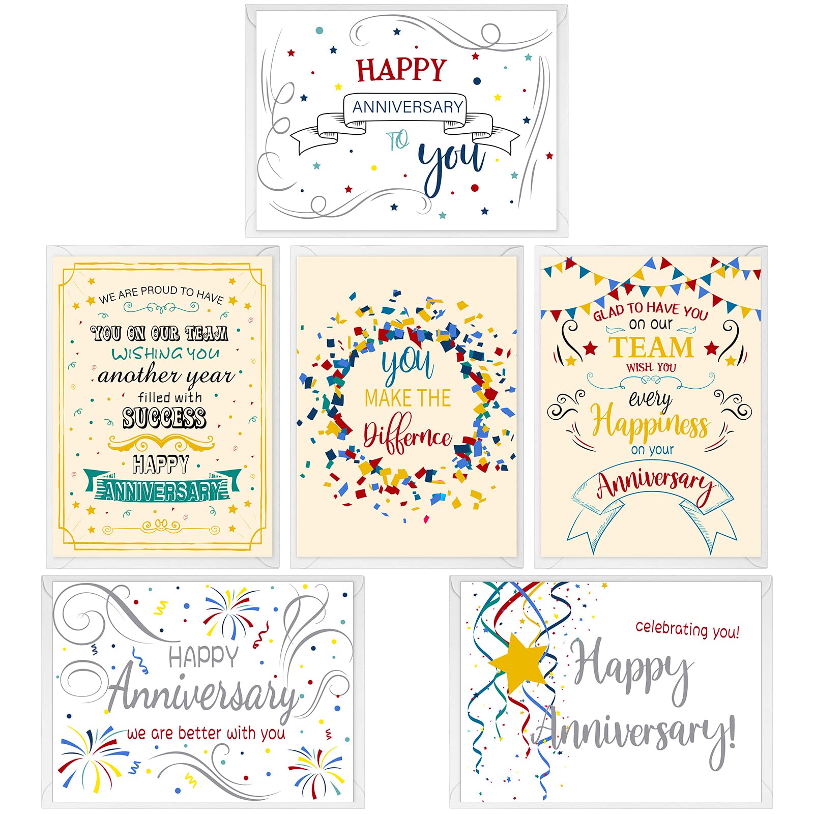 36 Sets Work Anniversary & Birthday Cards for Employees - Coworker Appreciation Greeting Cards with Envelopes - Business Thank You Gifts for Colleagues, Boss & Staff - Perfect for Office Celebrations, Milestone Recognition & Team Building Events