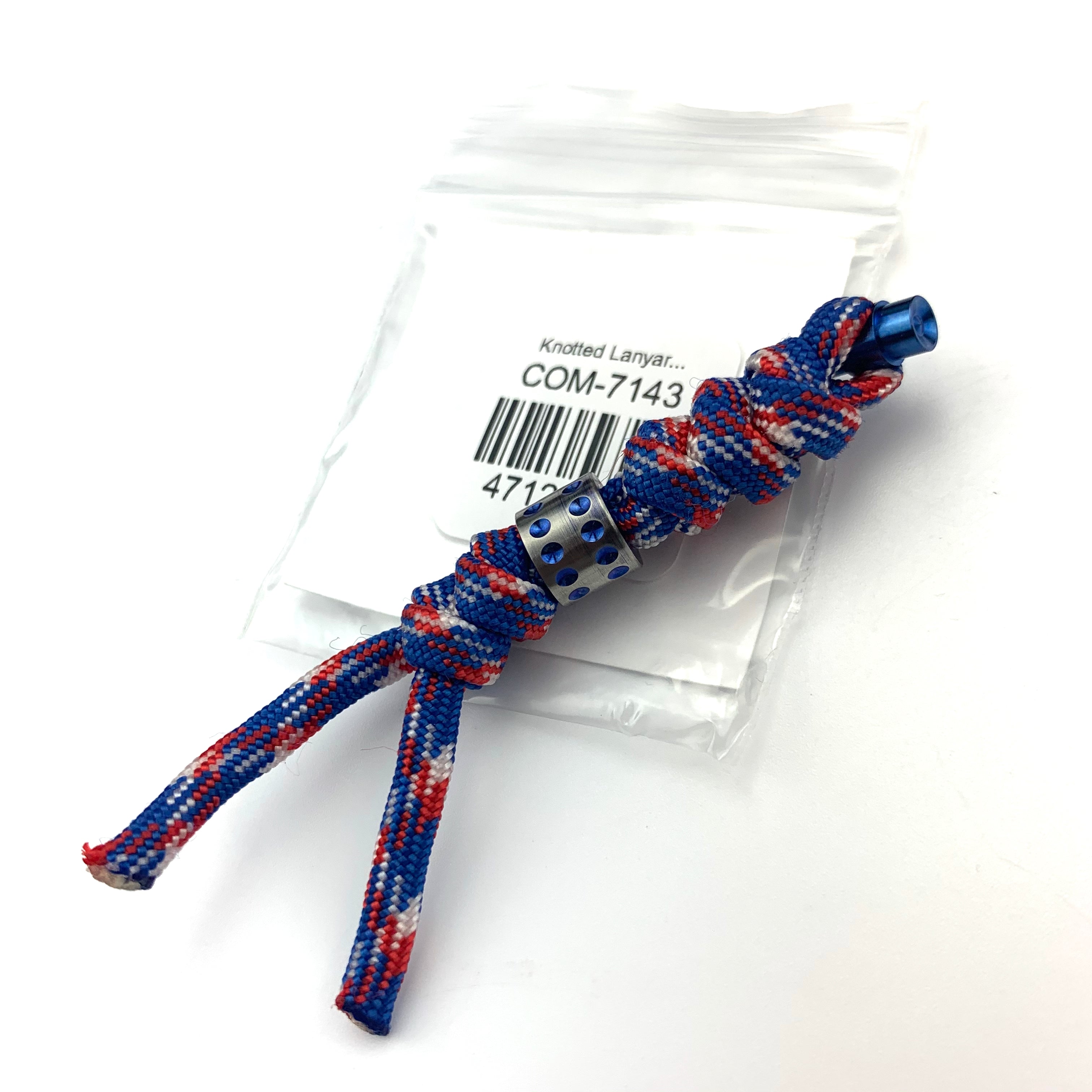 Chris Reeve Knives Liberty Knotted Lanyard with Blue Dot Bead - Premium Paracord Lanyard for EDC, Outdoor, Tactical & Survival Gear | Perfect for Knife Enthusiasts & Collectors