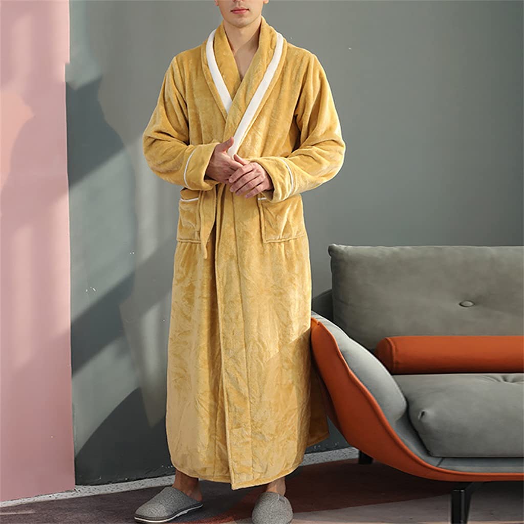 Men's Flannel Nightgown & Bathrobe - Warm Long Sleeve Sleepwear for Winter & Autumn - Couples Matching PJs - Cozy Lounge Wear for Cold Nights (Color: Men's Styles, Size: M) - Perfect for Christmas Gifts, Bedtime Relaxation & Winter Comfort
