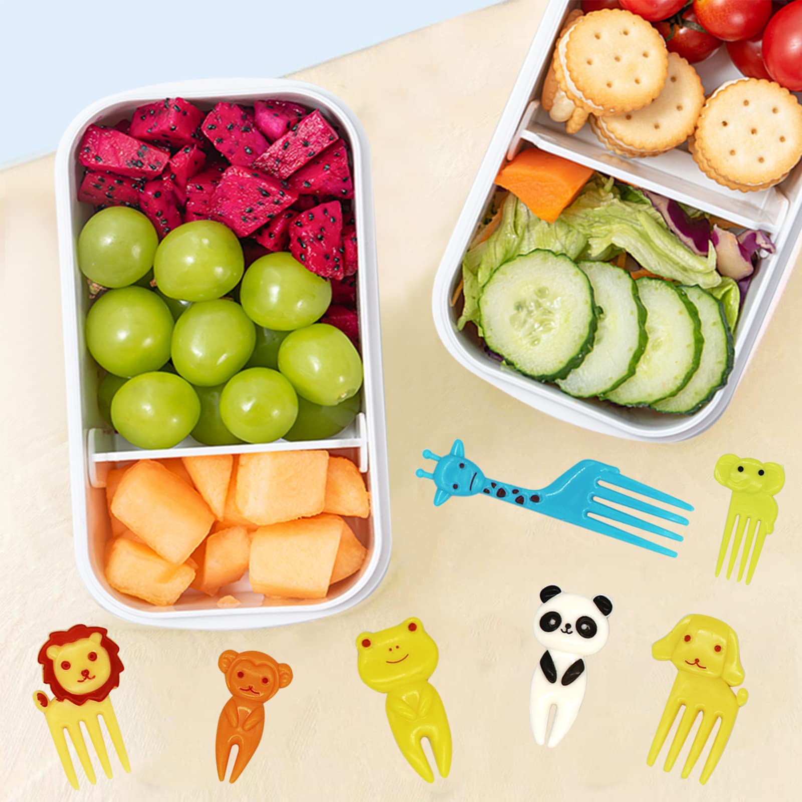 Mini Cartoon Bento Fruit Forks - 20 Pack Cute Food Picks for Kids & Adults - Perfect for Cake, Dessert, Fruit Skewers, Party Snacks & Bento Box Accessories - Fun & Safe for Children's Lunch, Picnics & Birthday Celebrations