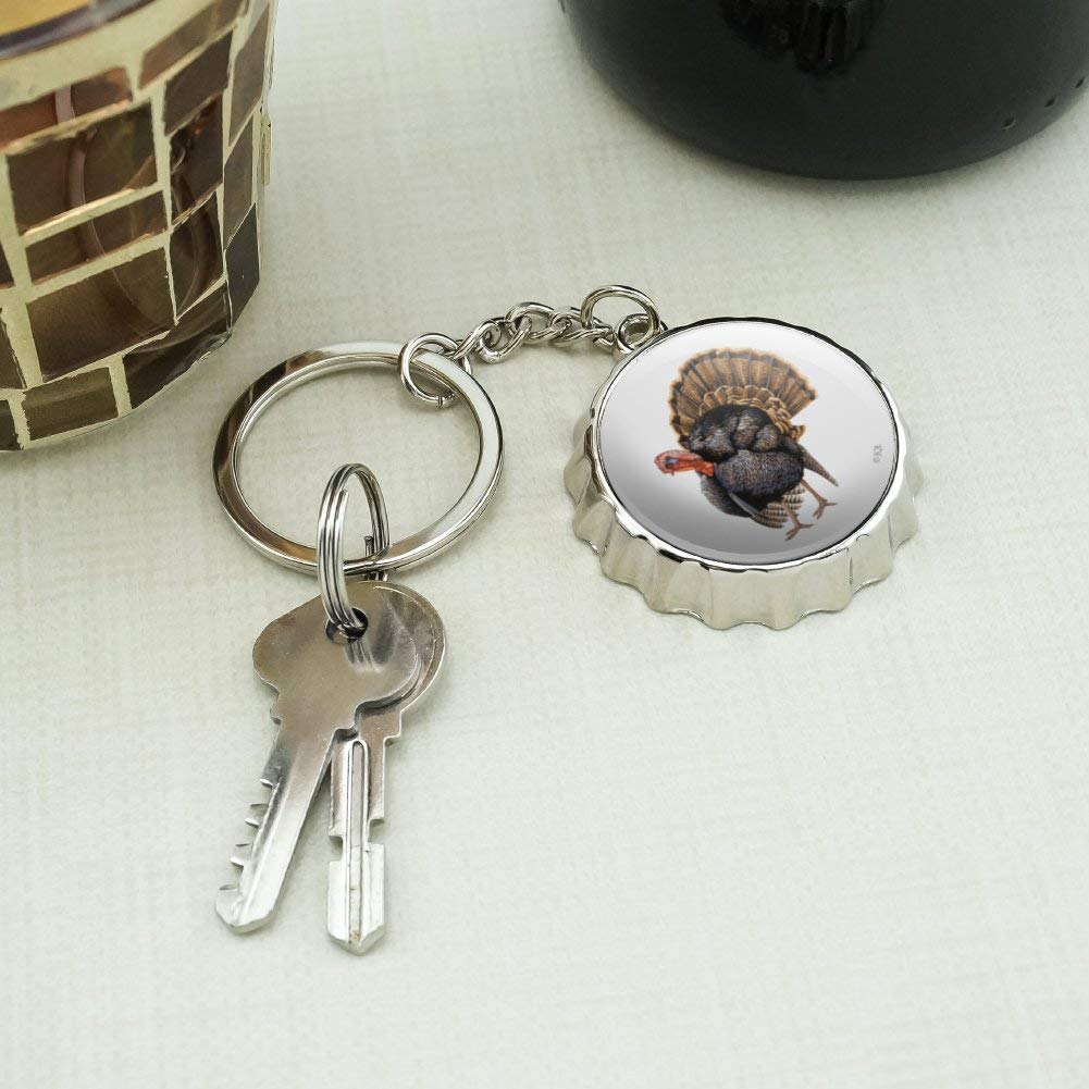 Tom the Wild Turkey Keychain - Chrome Plated Metal Bottle Opener with Pop Top - Perfect for Camping, Tailgating & Outdoor Adventures