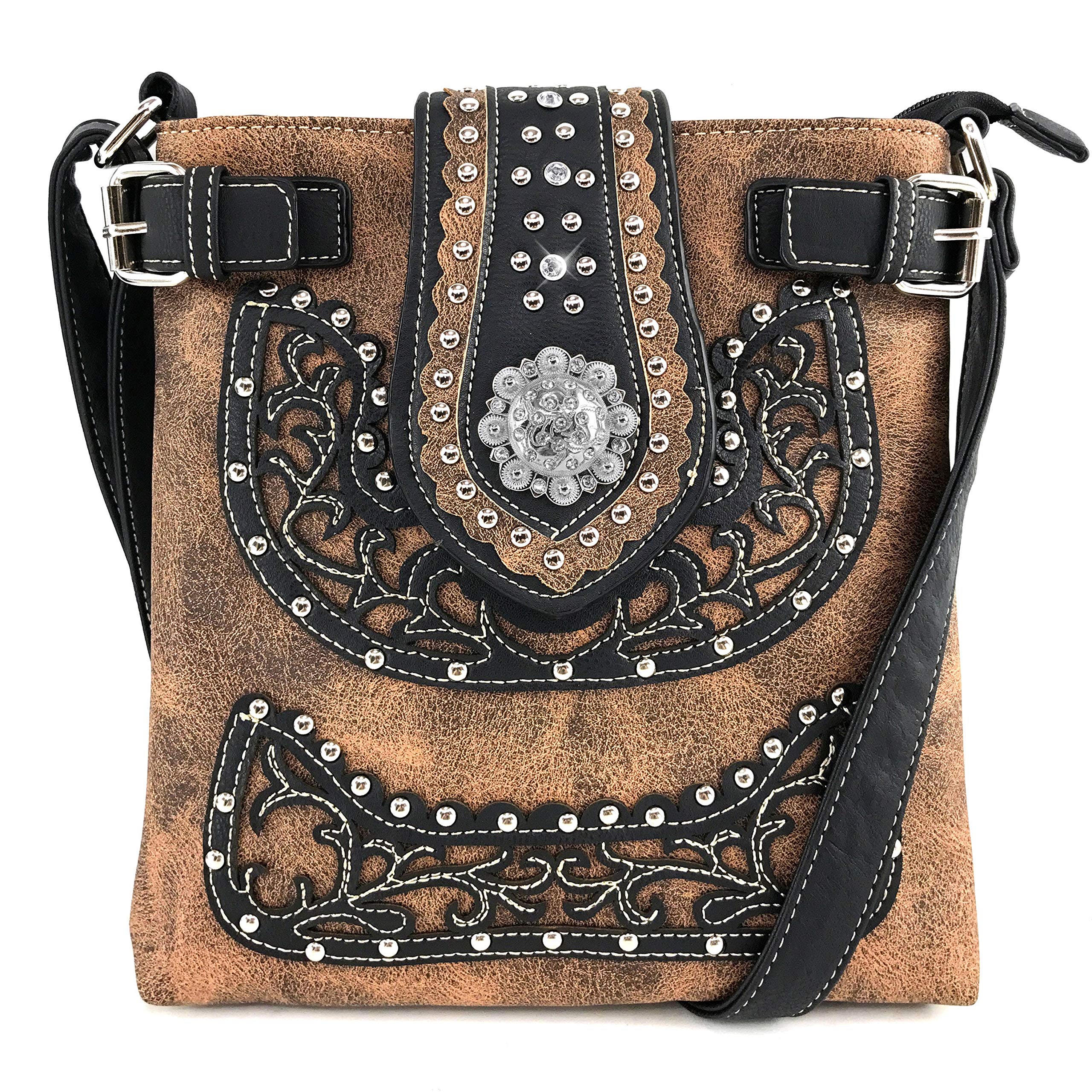 Zelris Western Style Floral Buckle Conceal Carry Crossbody Purse for Women - Perfect for Everyday Use, Travel & Casual Outings