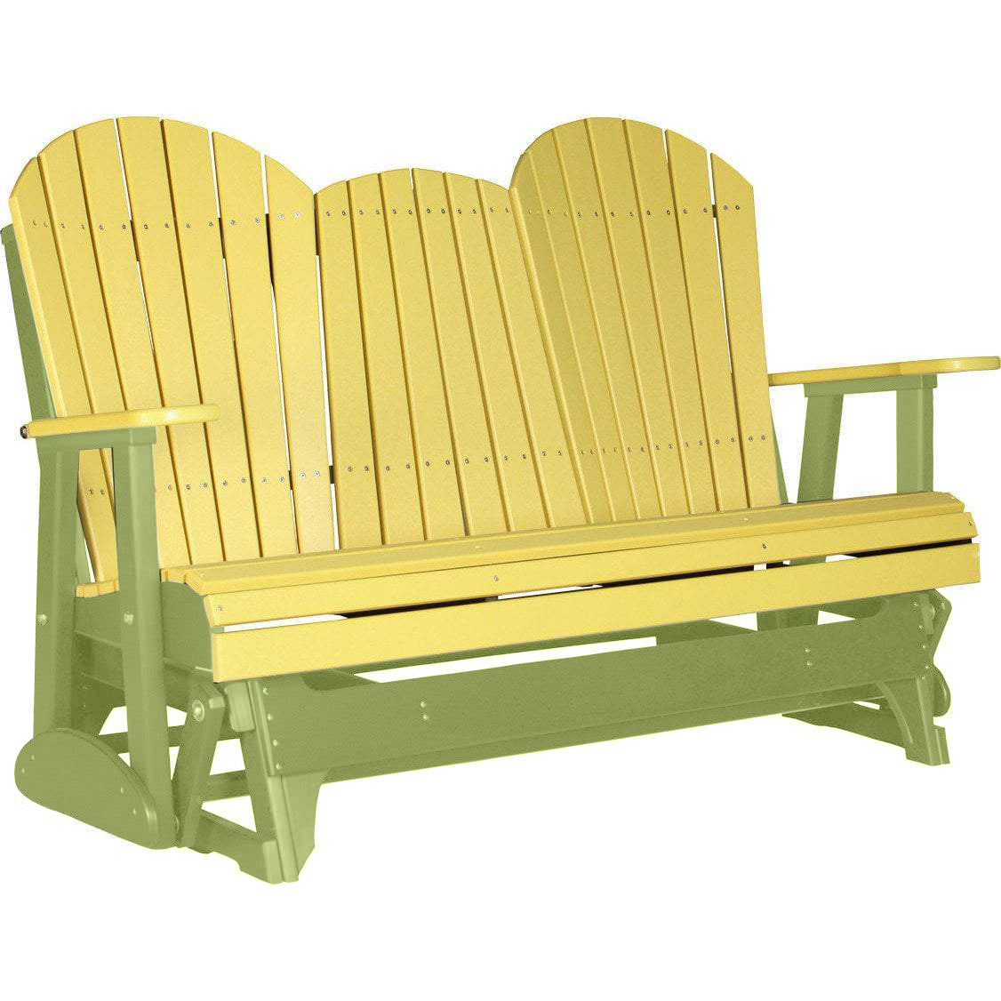 LuxCraft 5 ft. Yellow Recycled Plastic Adirondack Outdoor Glider Chair - Perfect for Patio, Garden, Poolside & Backyard Relaxation