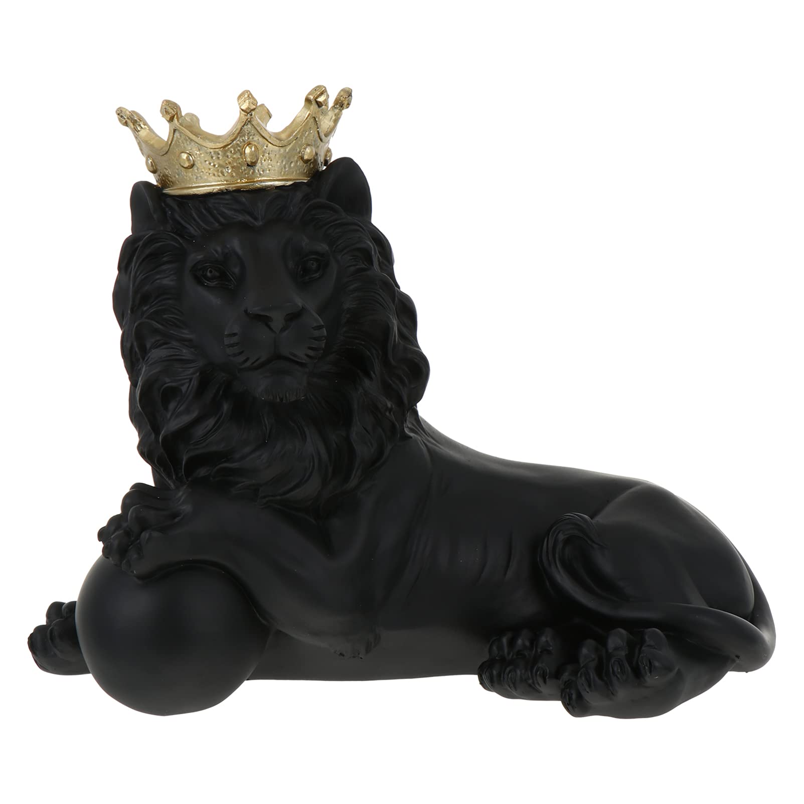 Wakauto Resin Lion Figurine - King of Forest Statue, Black Lion Sculpture for Home & Office Decor | Wildlife Decor, Garden Statue for Indoor Outdoor Decoration | Perfect for Desktop, Shelf, Living Room, Patio & Lawn Decor