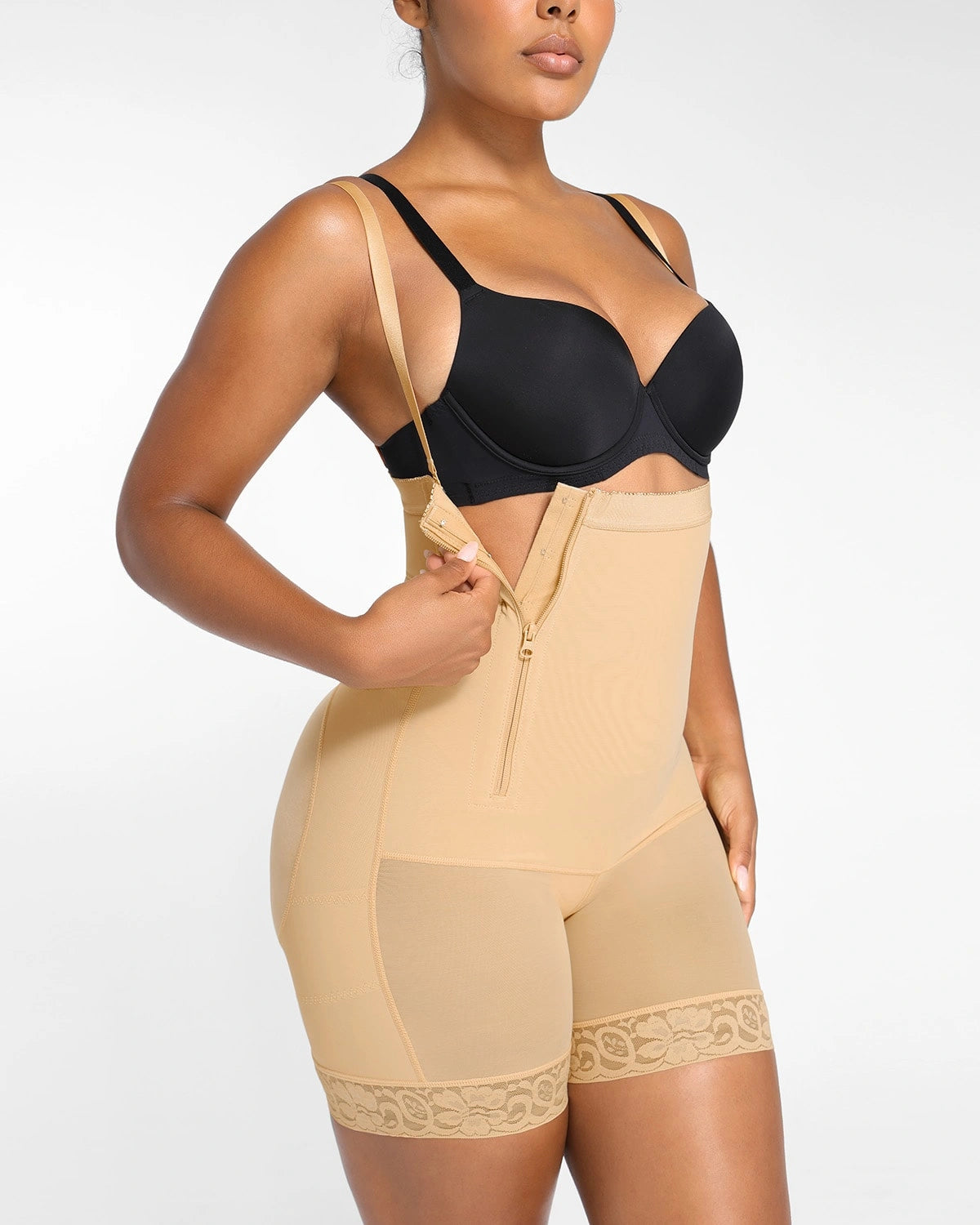 AirSlim® Plus Curve Side Zipper Shorts for Women - High Waist Slimming Workout Running Yoga Shorts with Pockets - Perfect for Gym, Jogging & Lounge Wear