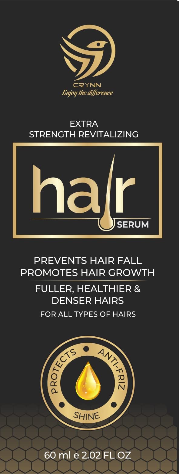 CRYNN Extra Strength Hair Growth Serum - Anti Hair Loss Treatment with Natural Ingredients for Thicker, Fuller Hair - 60ml (2 Pack) | For Men & Women, Daily Use at Home or Salon