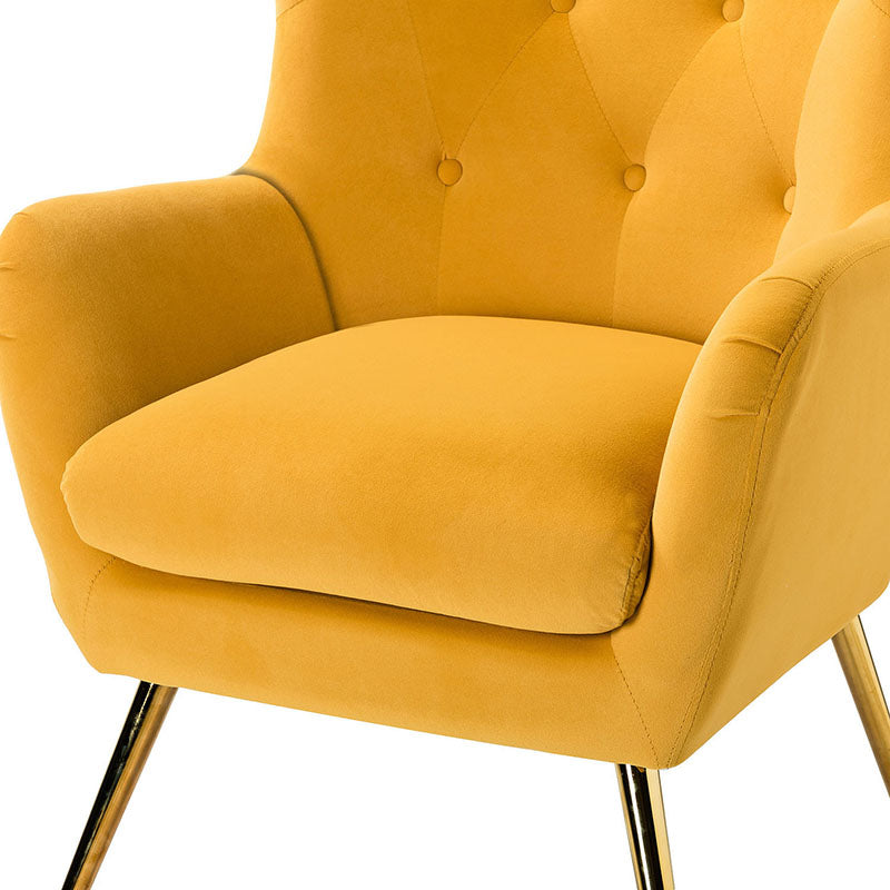 Luxury Isabelle Wingback Velvet Upholstered Armchair - High Back Accent Chair with Sturdy Metal Legs for Living Room, Bedroom & Office Decor